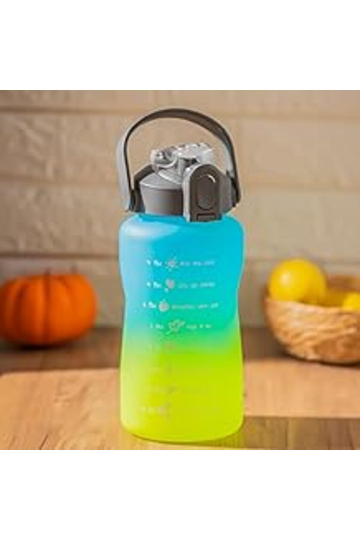 robotrend Porsima 700.106 Su Şişesi - Motivasyon Su Matarası - Plastik Renkli Spor Suluk - Mavi Yeşil 1500 Ml