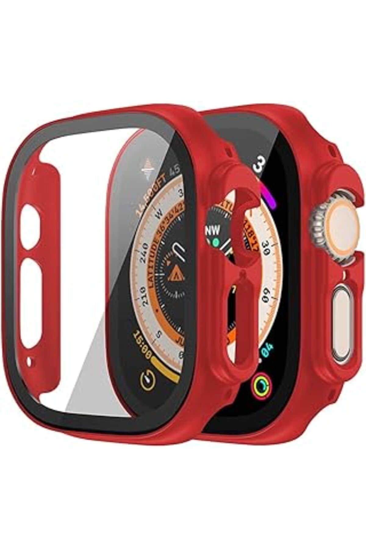 Pazarcan Microsonic Apple Watch Ultra 2 Kılıf Matte Premium Watchband Kırmızı [Watch Ultra 2 Ile Uyumlu Kord