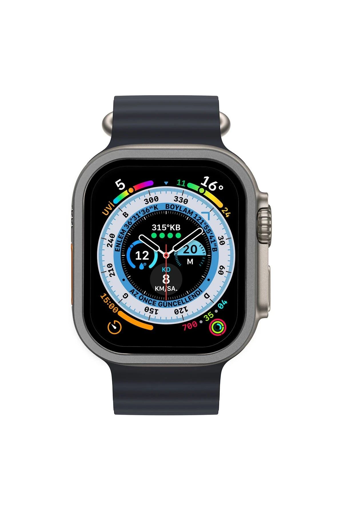 NewFace Apple Watch Ultra 49mm Alüminyum Kasa Cam Ekran Koruyucu - Gri SVLRS