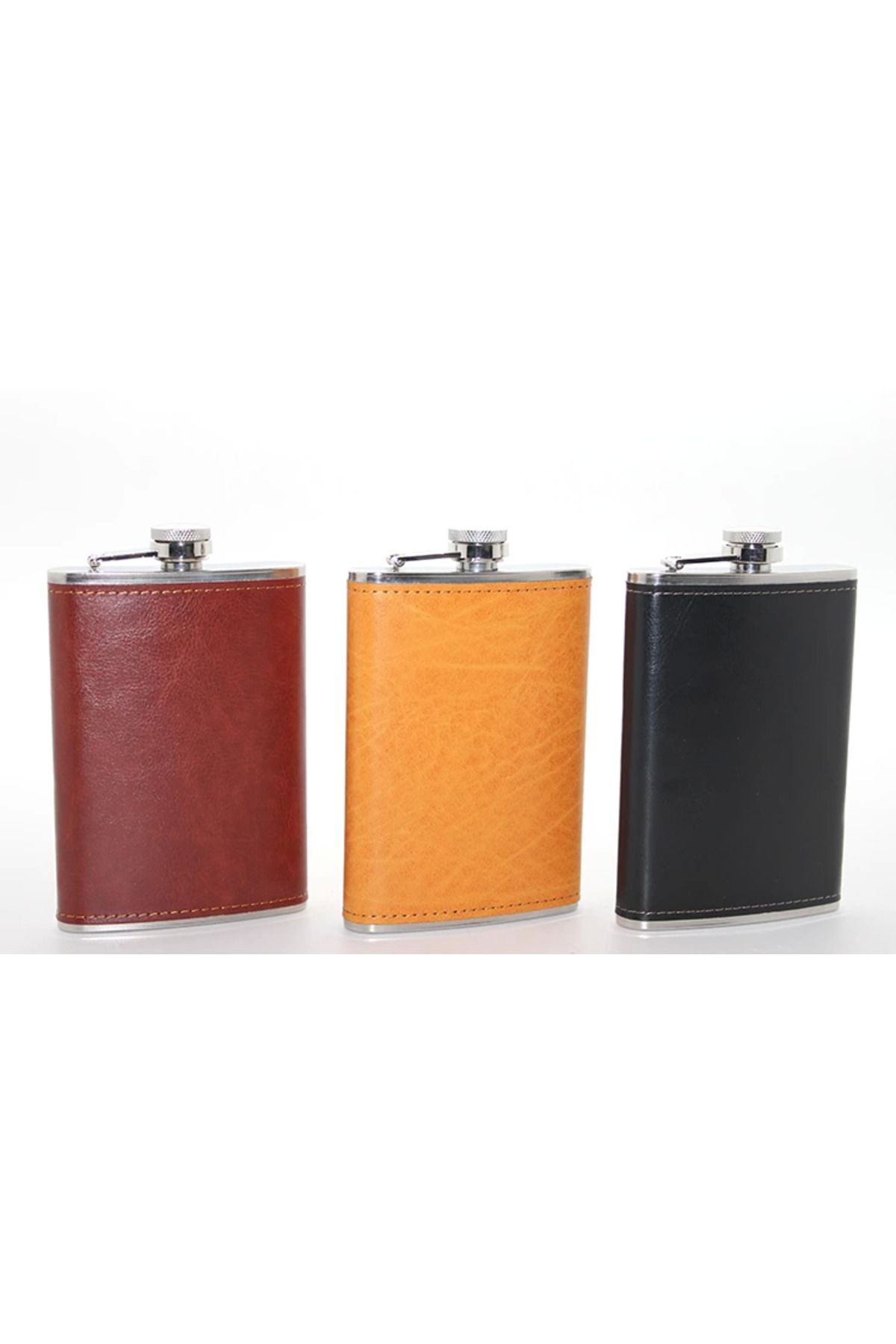 Evinso Paslanmaz Çelik Tekli 9 Oz Derili Matara Alk2662