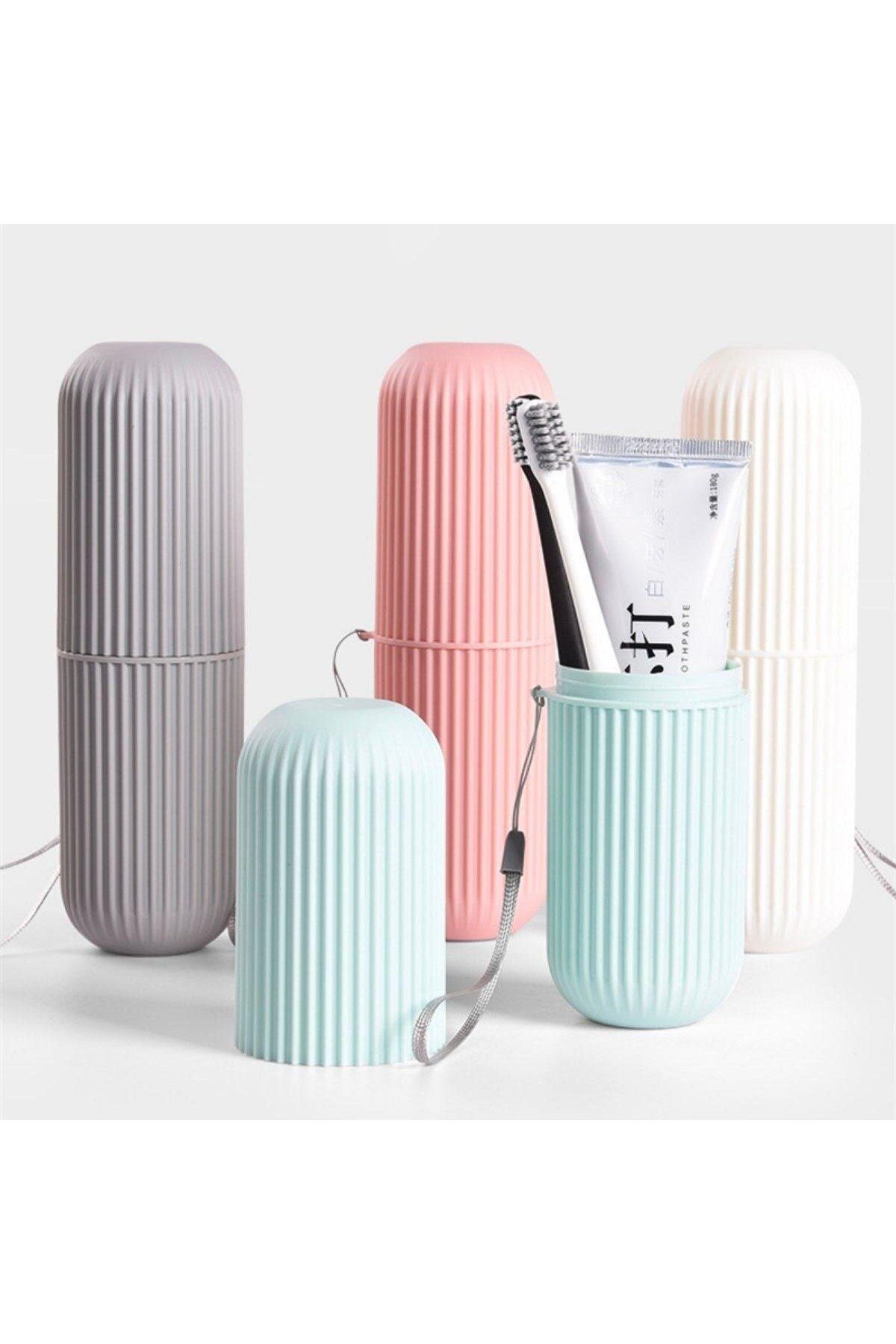 Shop58 Seyahat Tipi Diş Fırçası Gözlük Makyaj Fırçası İçin Çok Amaçlı Silindir Saklama Kutusu İpli (4172)