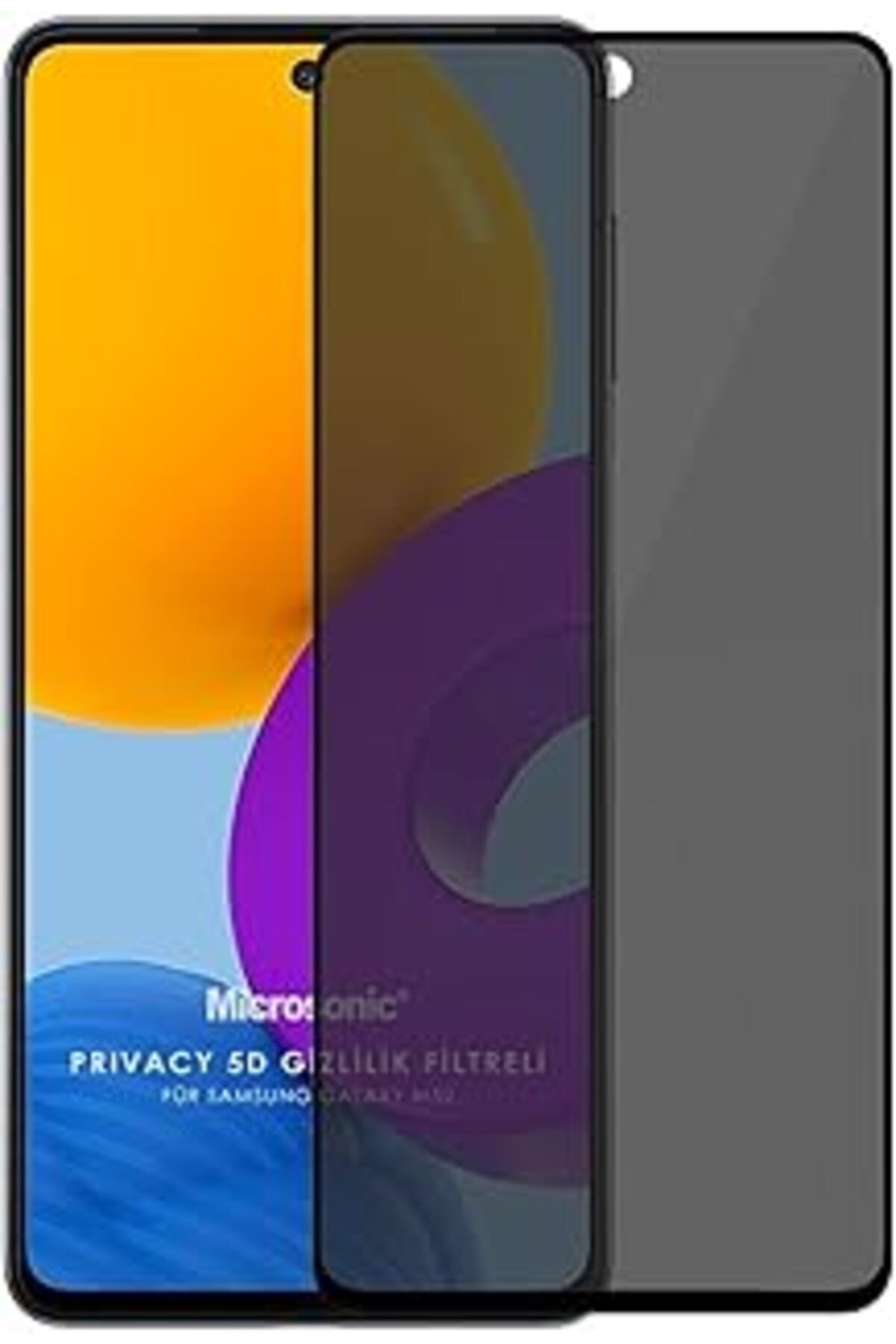 Pİ GLOBAL Microsonic Samsung Galaxy M52 Privacy 5D Gizlilik Filtreli Cam Ekran Koruyucu Siyah