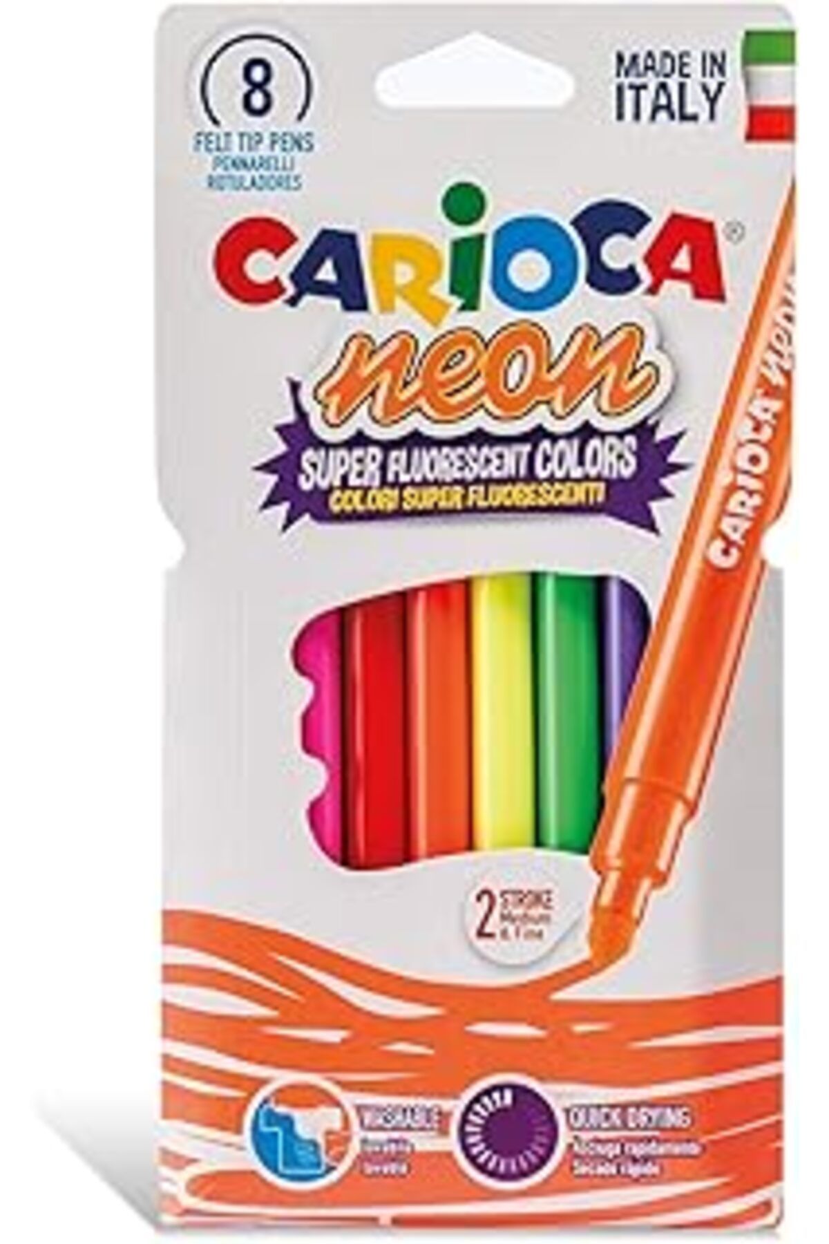 Pazarcan Carioca Fosforlu Yıkanabilir Keçeli Boya Kalemi 8'Li