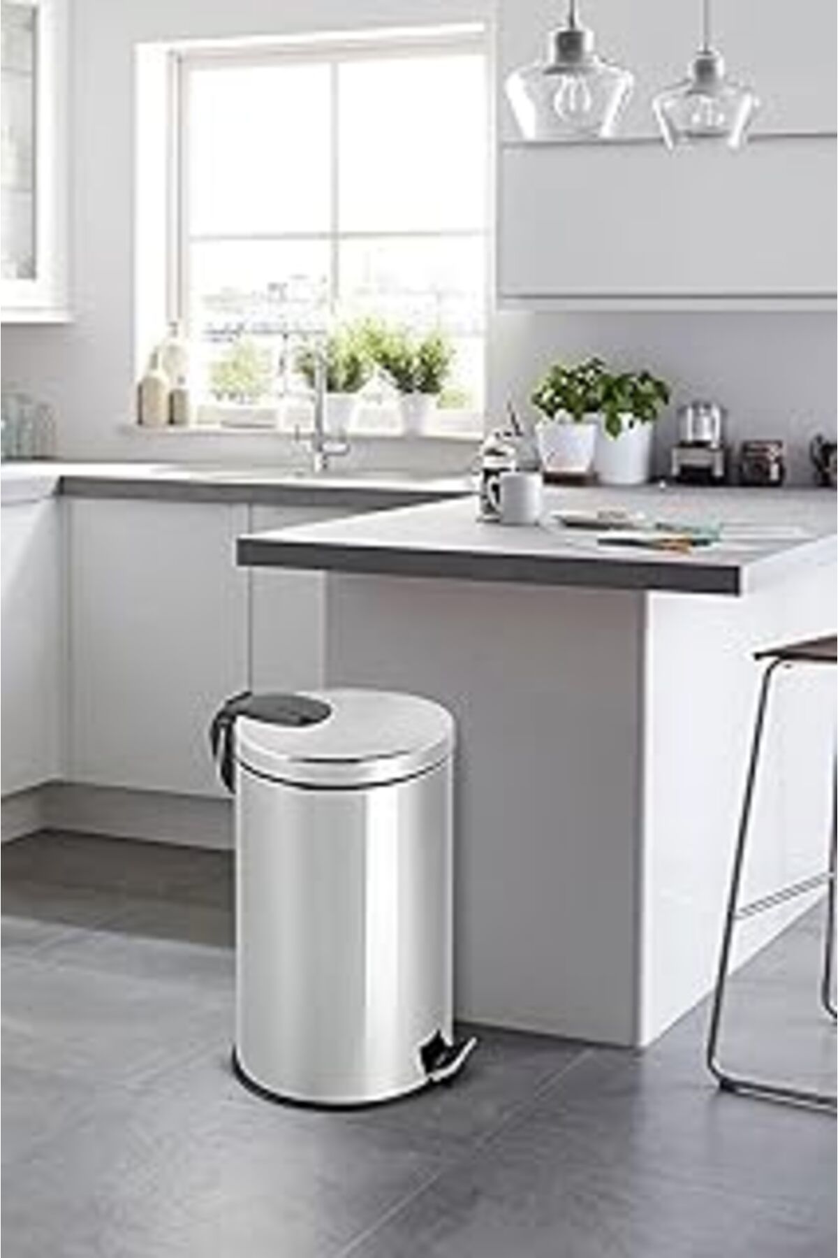 NZM TİCARET Paslanmaz Pedallı Çöp Kovaları, Banyo/mutfak/tuvalet/balkon (40 LİTRE)