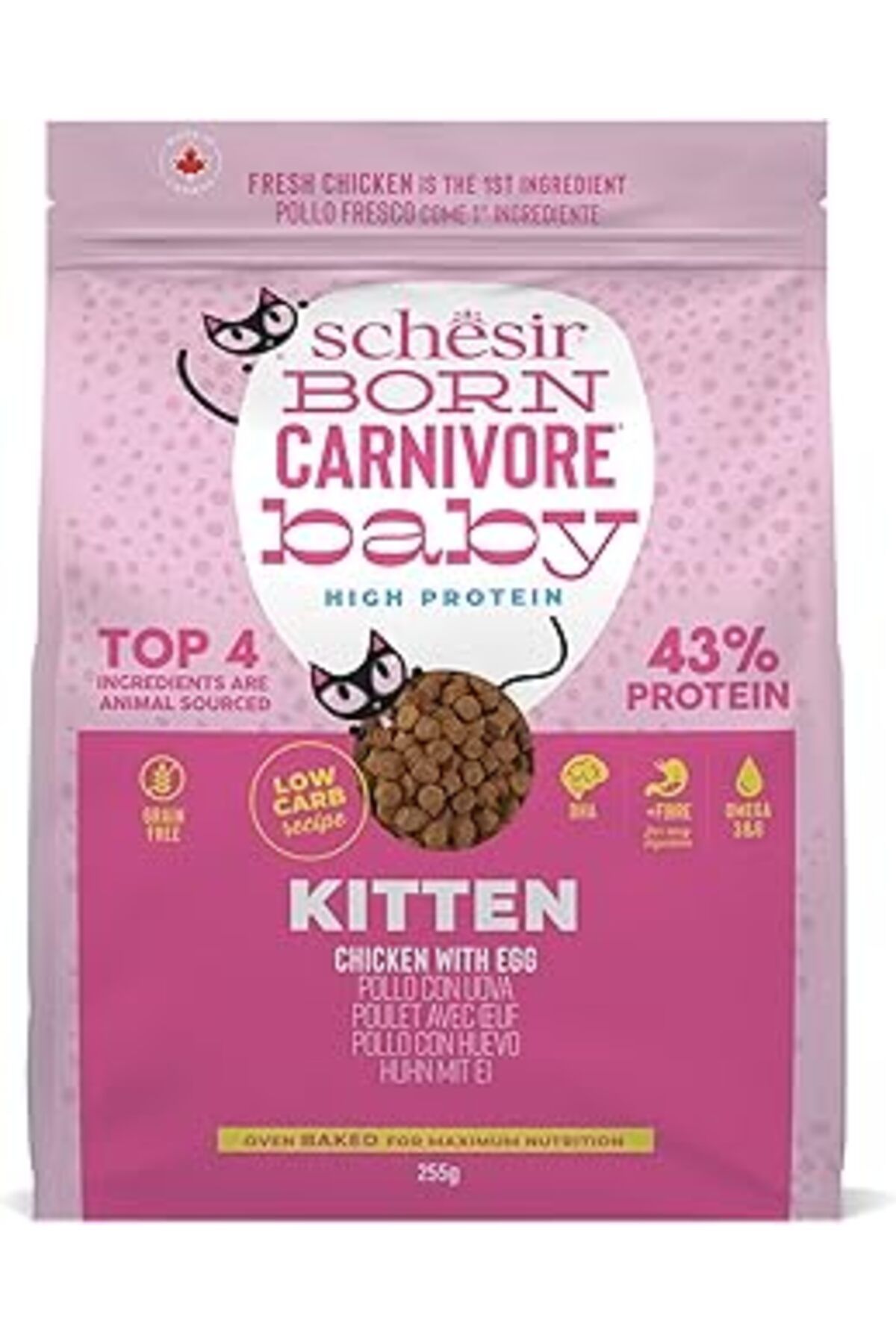 Pazarcan Schesir Born Carnivore Baby Tavuklu Ve Yumurtalı Yavru Kedi Maması 255G