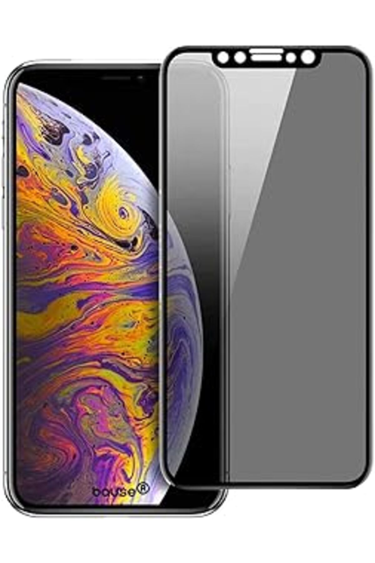 Pazarcan Bause Iphone 12 Pro Max 6.7' Uyumlu Parlak Seramik Hayalet/Privacy Nano Ekran Koruyucu Kırılmaz Cam