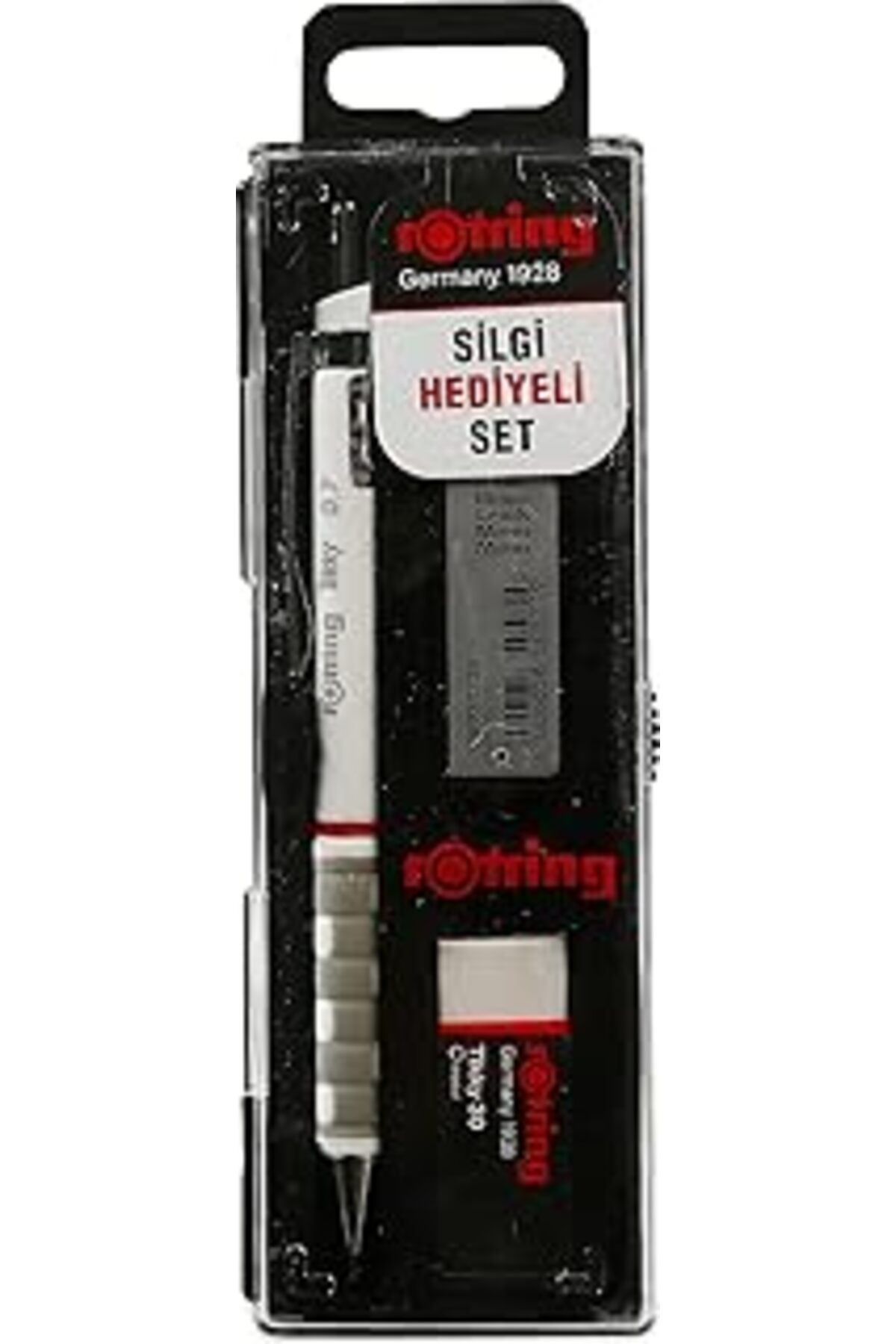 NZM TİCARET Rotring Tikky Mekanik Kurşun Kalem, Uç Ve Silgi Seti, 0,7 Mm Kalem, 2B Uç, Orta Boy Silgi, Beyaz, 3