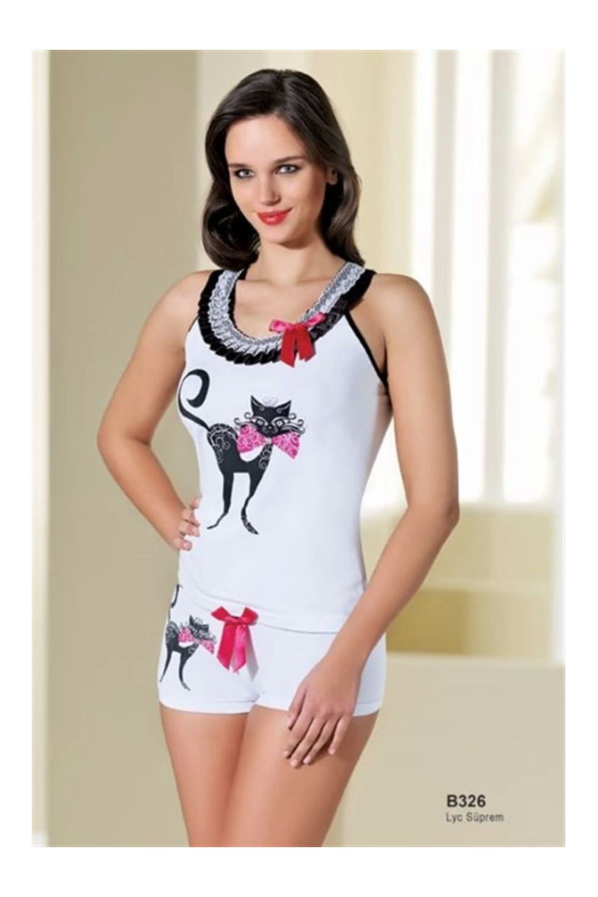 kapsulavm Kedi Baskılı Sporcu Şortlu Takım B326