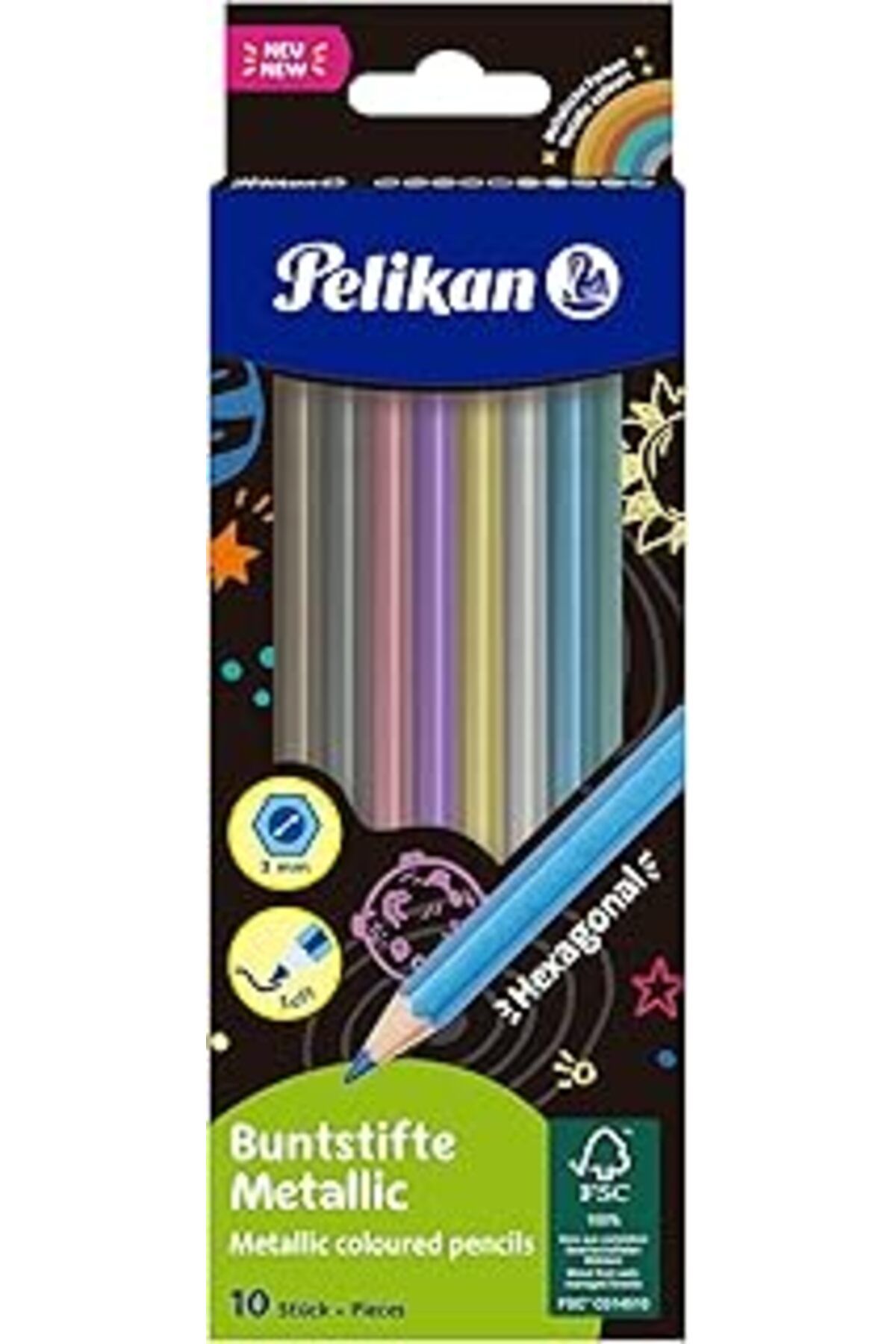 Mu Art Pelikan Metalik Kuru Boya, 10'Lu