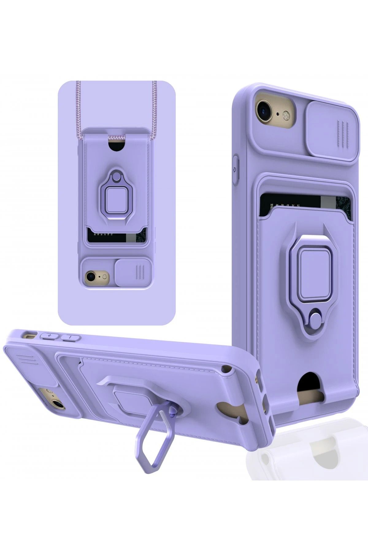NewFace iPhone 6 Kılıf Zuma Kartvizitli Yüzüklü Silikon - Lila SVLRS
