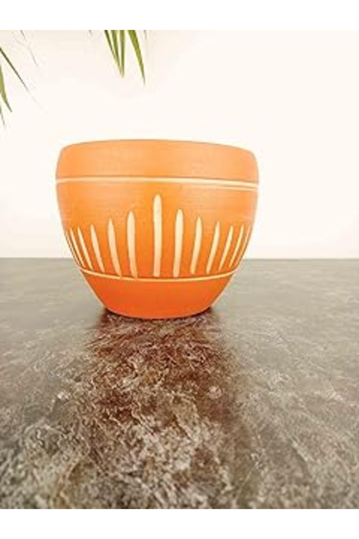 Mu Art Ahşap Bitki Tasarımı Ev Dekorasyon Dik Çizgi Desenli Terrakota Toprak Saksı Saksılık Salon Çiçeklik - 15