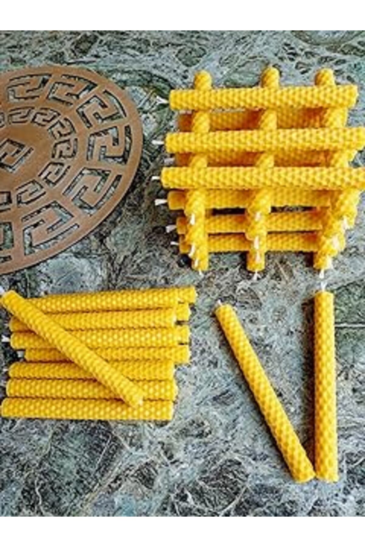 NETWORK ART Petekoğlu (8 Adet) 14Cm Dilek Mumu Doğal Petek Balmumu Mum Beeswax Candle Bal Mumu Mum