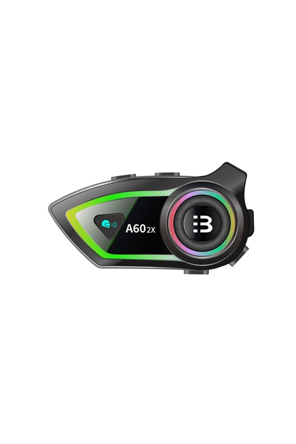 NETWORK ART A60 2X Motosiklet Kask Kulaklığı Bluetooth Intercom Rgb Işıklı 2 Intercom Bağlantılı 300M Mesafe