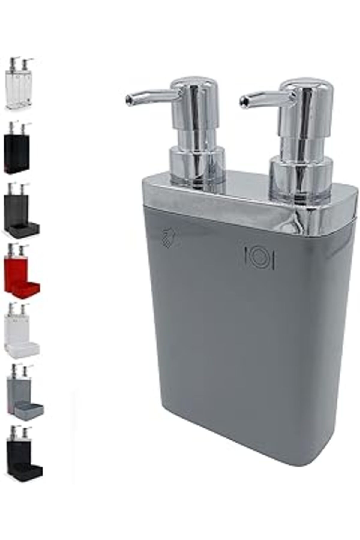 robotrend Primanova Viva 2'Li Sıvı Sabunluk, ‎6 X 12.5 X 22 Cm, Gri (M-E11-07)