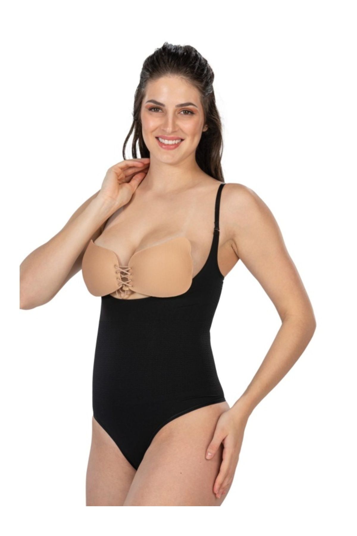 kapsulavm SİYAH MI Emay 2076 Göğüsü Açık String Body Korse