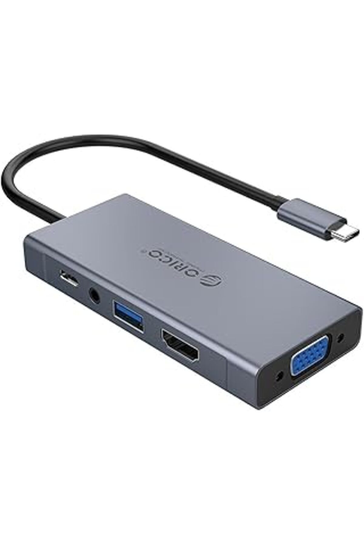 NZM TİCARET Orico Type-C To Usb 3.0 Hdmi Vga Aux Pd Çoklayıcı Dönüştürücü Hub