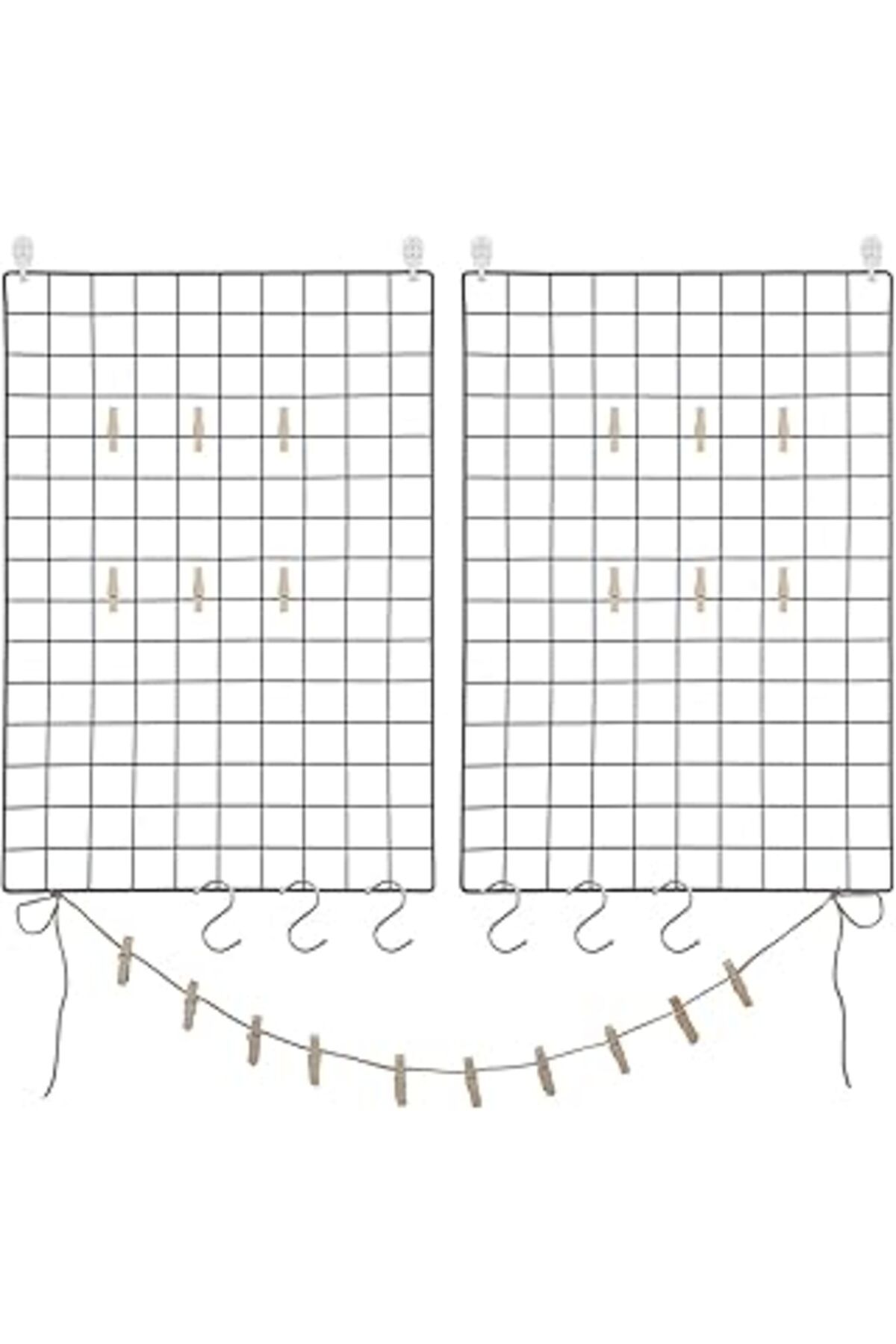 NZM TİCARET Songmics Fotoğraf Teli, 2'Li Set, Duvar Dekoru, Çok Fonksiyonlu Duvar Teli, Duvar Izgarası, Diy, S