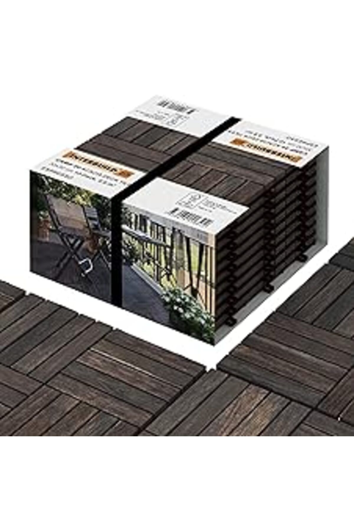 Pİ GLOBAL Interbuild Masif Akasya Zemin Kaplaması 30Cm×30Cm (10 Adet Karo = 0,9 M2)/Paket Veranda Ve Balkon İ