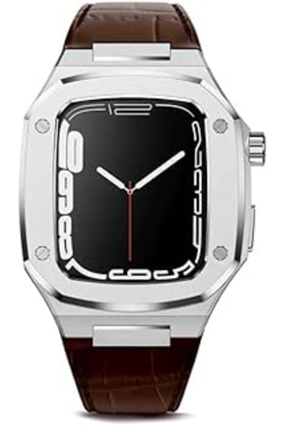 Pazarcan Zore Apple İle Uyumlu Watch 7 45Mm Krd-67 Kordon Kahverengi-Gümüş