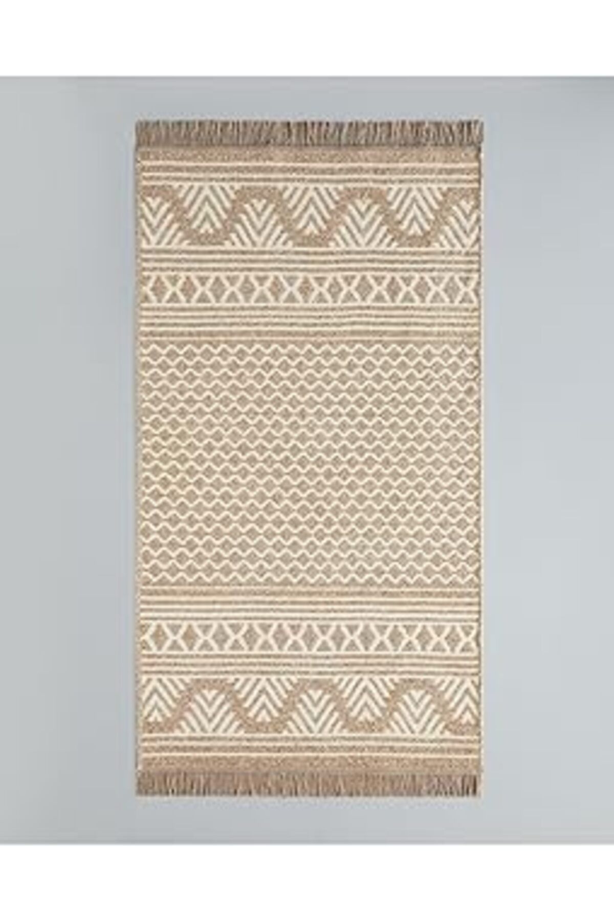 NZM TİCARET English Home Dokuma Kilim 80X150 Cm Açık Krem - Kahve