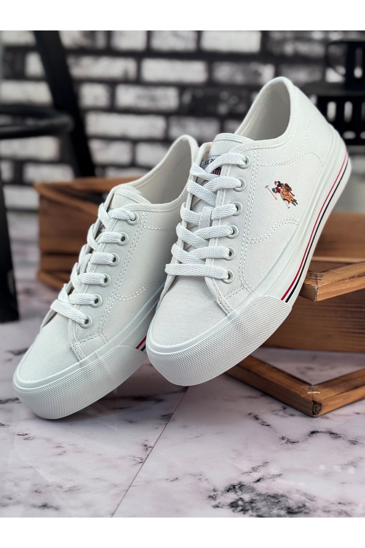 U.S. Polo Assn. Kadın Beyaz Keten Sneaker