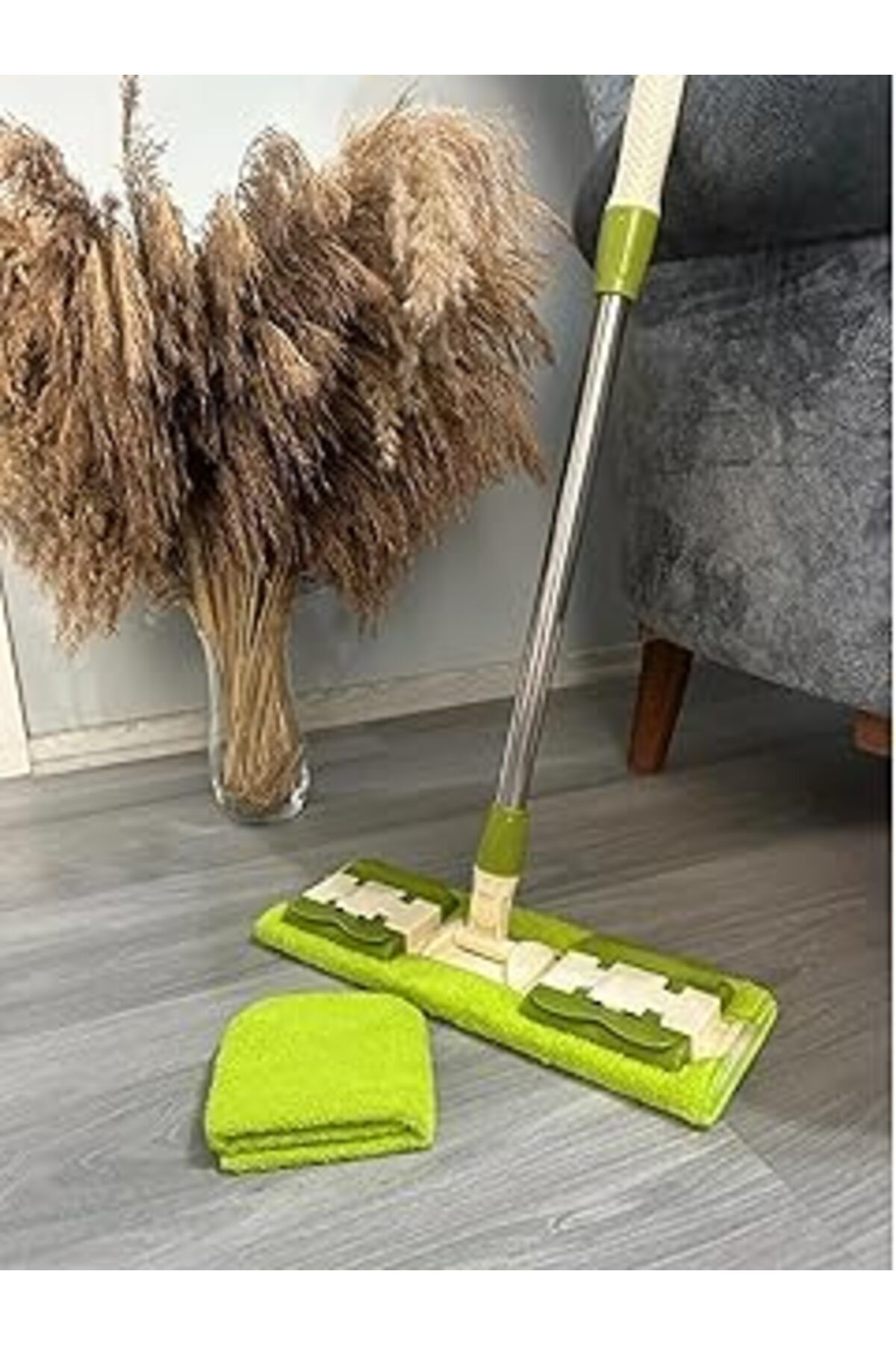 Mu Art Noksi Sihirli Teleskobik Mandallı Mop.Yedek Bez Hediyeli.Fayans,Duvar,Yüzey Ve Cam Temizlik Paspası