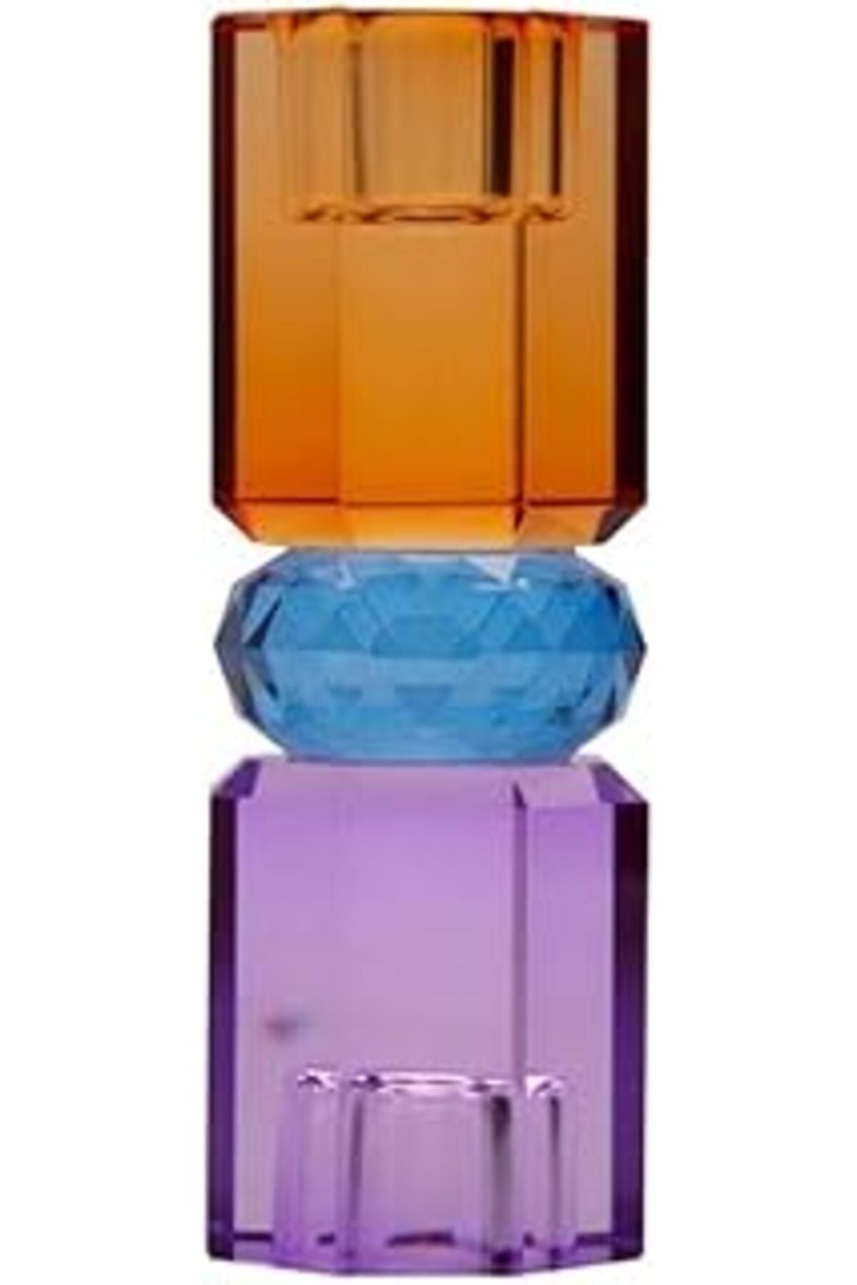 NETWORK ART Eja International Kristal Mum Tutucu, Menekşe/Cobolt/Amber, 5,5X5,5X15 Cm
