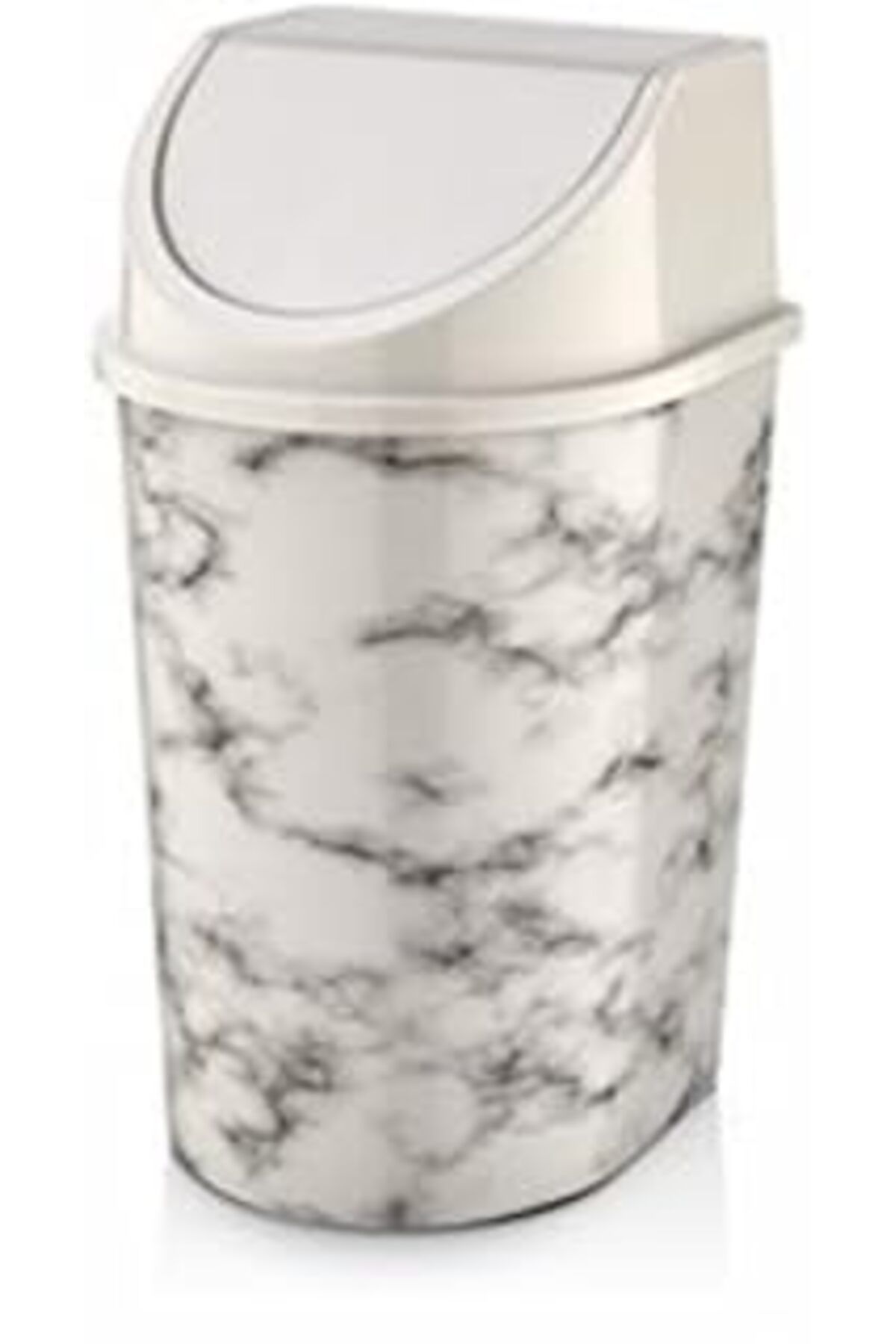 Mu Art Klick Kapaklı Çöp Kovası, Desen Beyaz 10 Litre, Şık Ev Ve Ofis Mutfak Banyo Kutusu (Beyaz, 1000Ml)