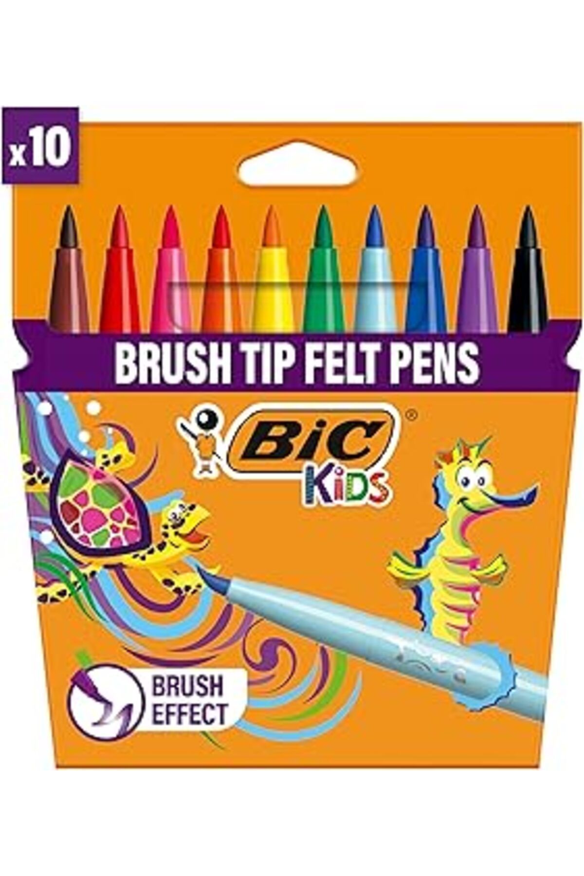 DENİZBİLİŞİM Kids Visaquarelle Fırça Uçlu Boya Kalemi 10 Renk, Fırça Başlı Esnek Ve Yumuşak Uç, Yıkanabilir Su B
