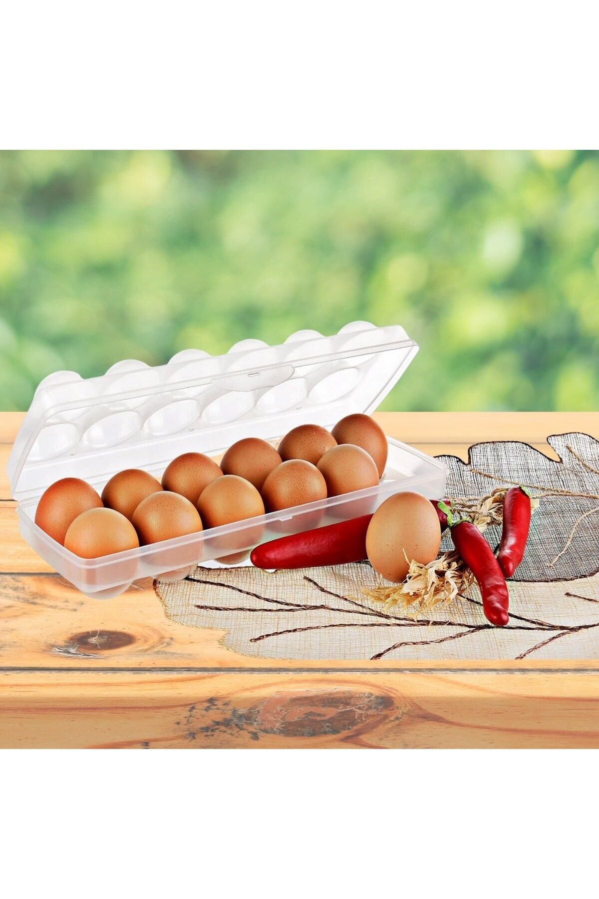 Shop58 12&apos;li Şeffaf Kapaklı Kilitli Yumurta Saklama Kabı Kutusu Aparatı (4172)