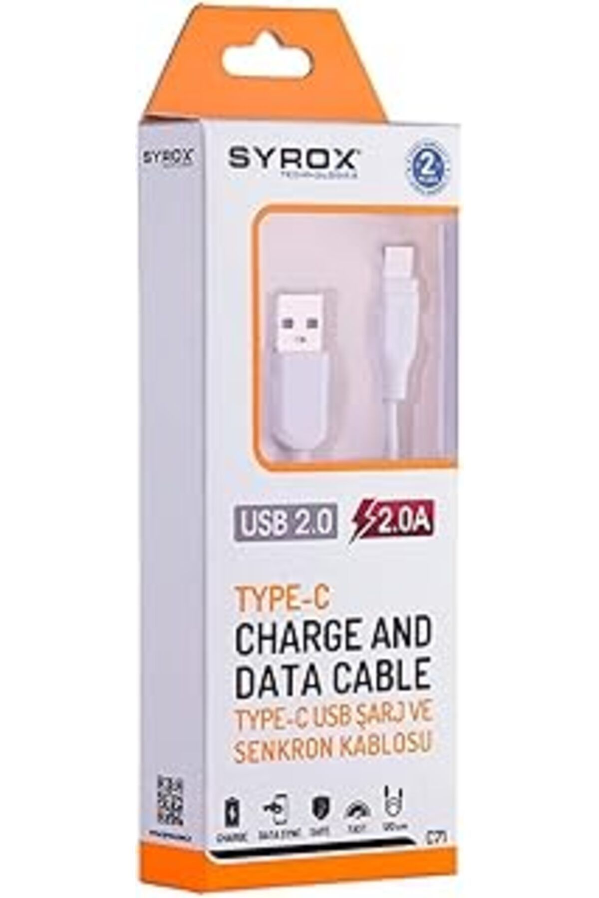 Pazarcan Syrox C71 2,0 Mah Type-C 1,2 Mt Type-C Kablo