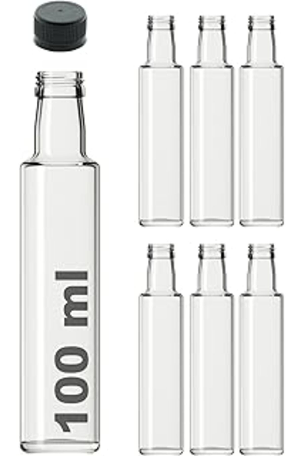 Mu Art Ahşap Afracam Dorika Şeffaf 100 Ml Sızdırmaz Kapaklı Boş Cam Şişe 6 Adet