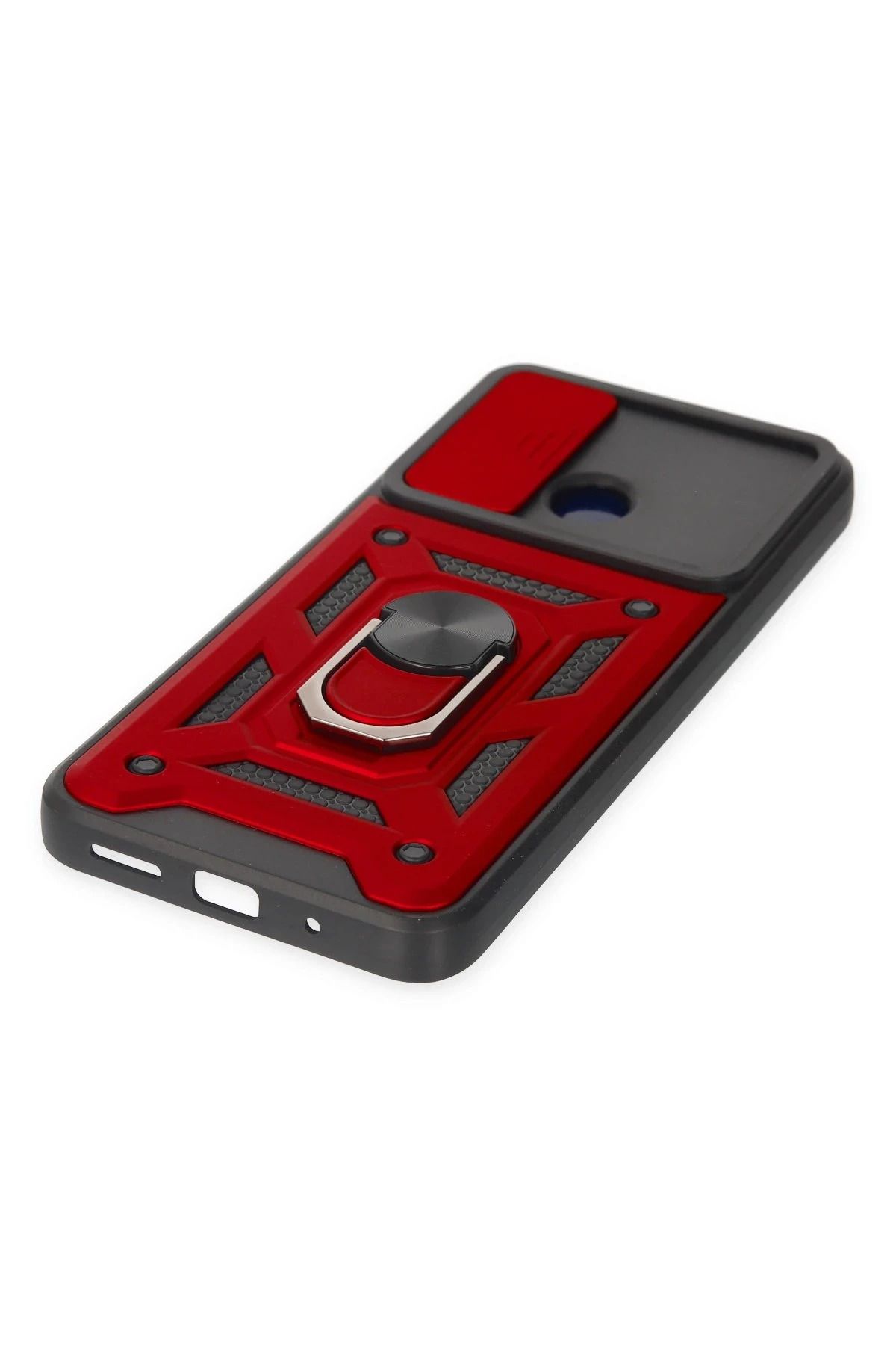 NewFace Xiaomi Redmi 10C Kılıf Pars Lens Yüzüklü Silikon - Kırmızı SVLRS