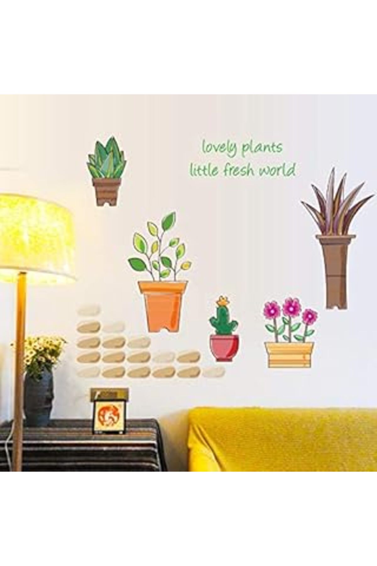 Mu Art Ahşap Crystal Kids Saksıda Çiçekler Ev Salon Dekorasyonu Duvar Dekoru Sticker