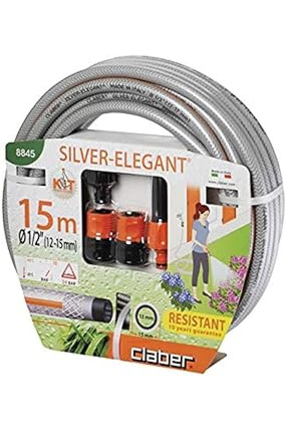 NETWORK ART Claber 8845 Sılver Elagant Kit Hortum Ve Sulama Seti, 15 Metre