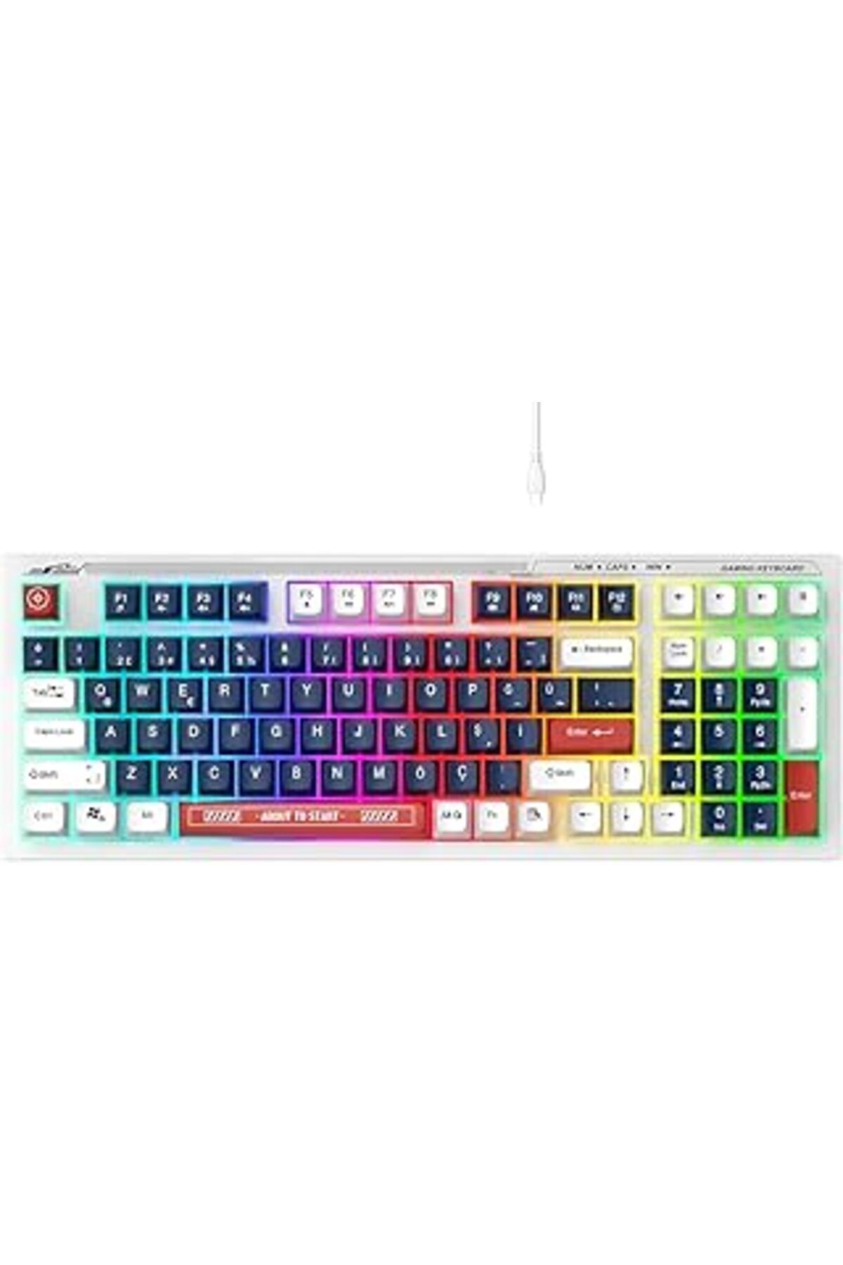 robotrend Kb-98 Silent Mavi/Beyaz/Kırmızı Sessiz Rainbow Q Membrane Oyuncu Klavyesi