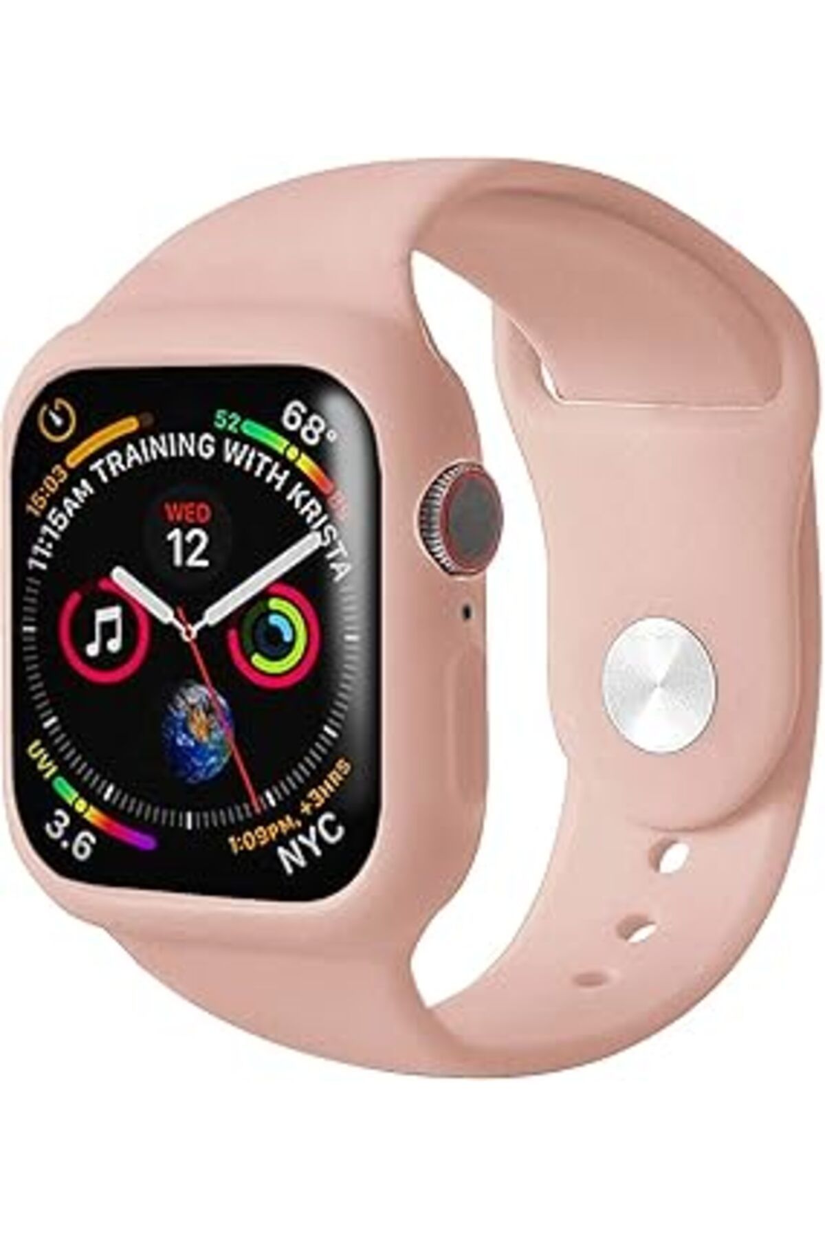 robotrend Microsonic Apple Watch Series 3 38Mm Kordon 360 Coverage Silicone Rose Gold