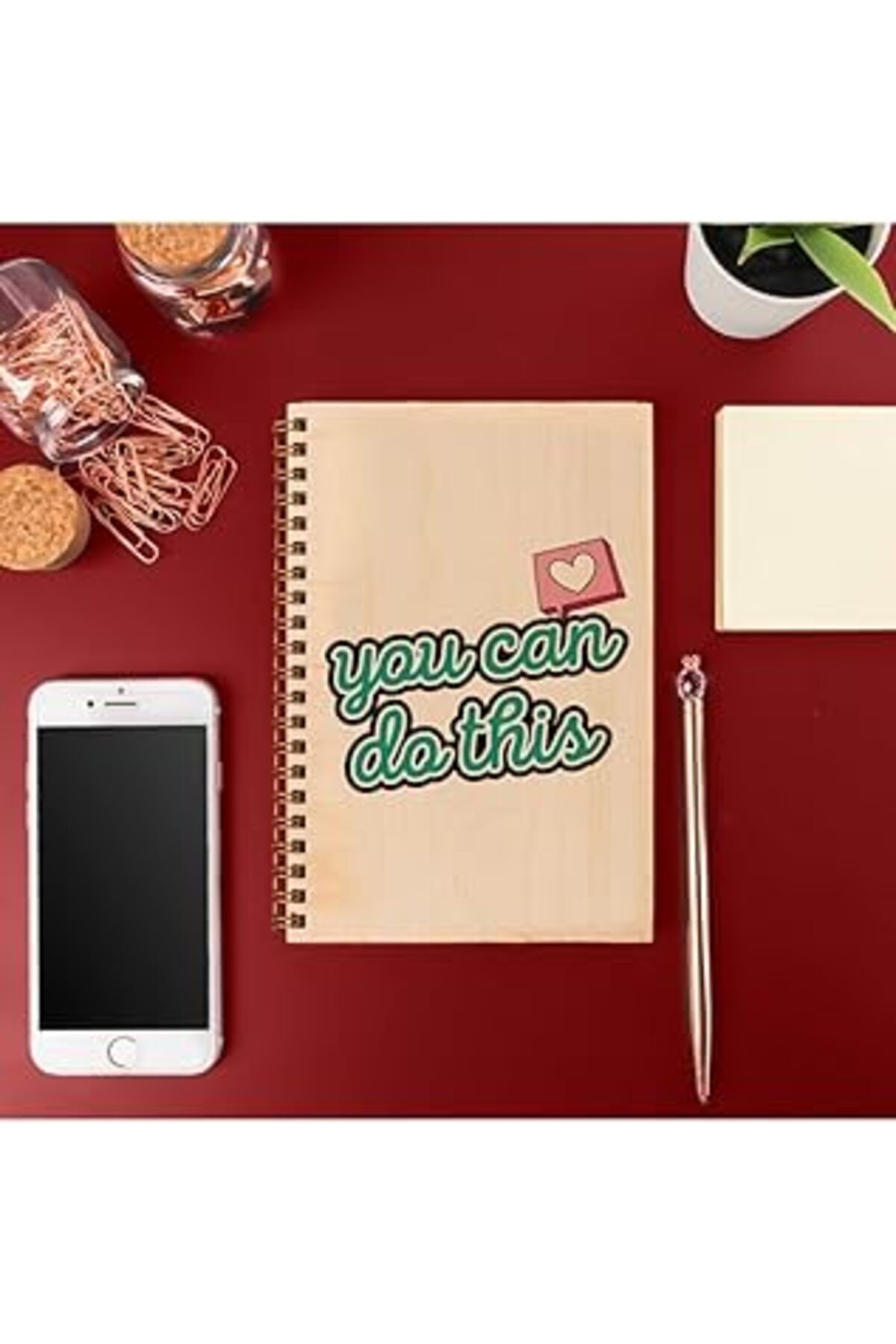 robotrend You Can Do This Tasarımlı 8 Cm X 12 Cm Ölçülerinde Çizgisiz 48 Yaprak Ahşap Kapaklı Defter