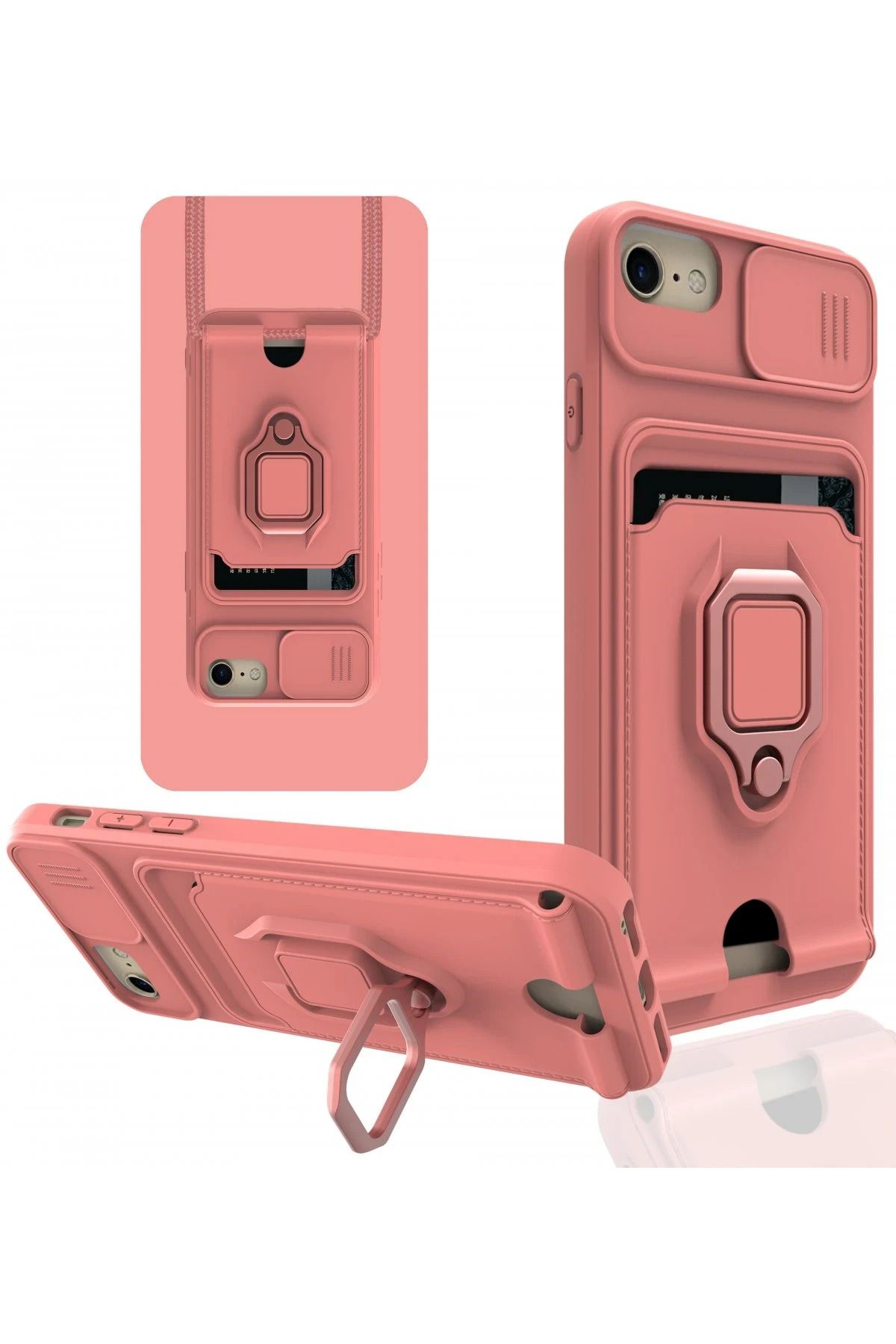 NewFace iPhone 6 Kılıf Zuma Kartvizitli Yüzüklü Silikon - Pembe SVLRS