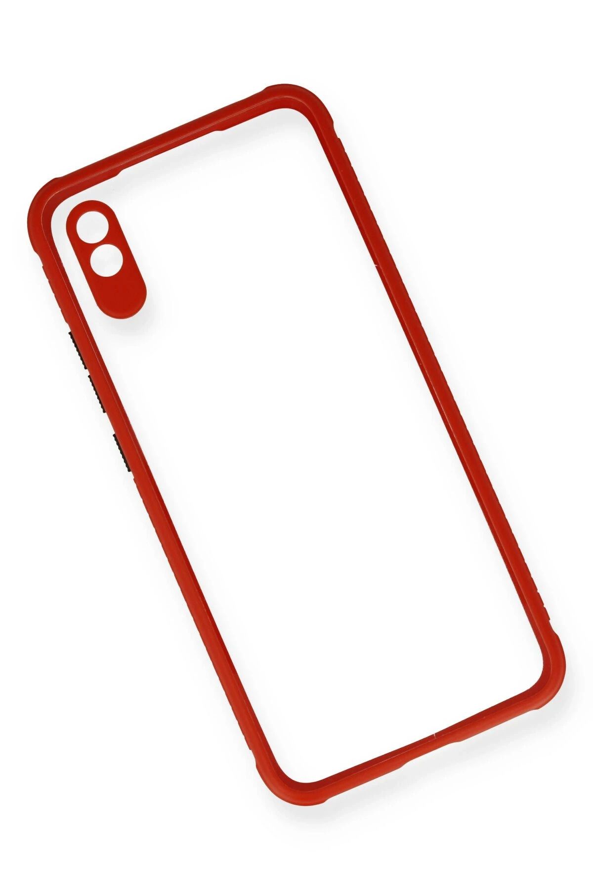 NewFace Xiaomi Redmi 9A Kılıf Miami Şeffaf Silikon - Kırmızı SVLRS