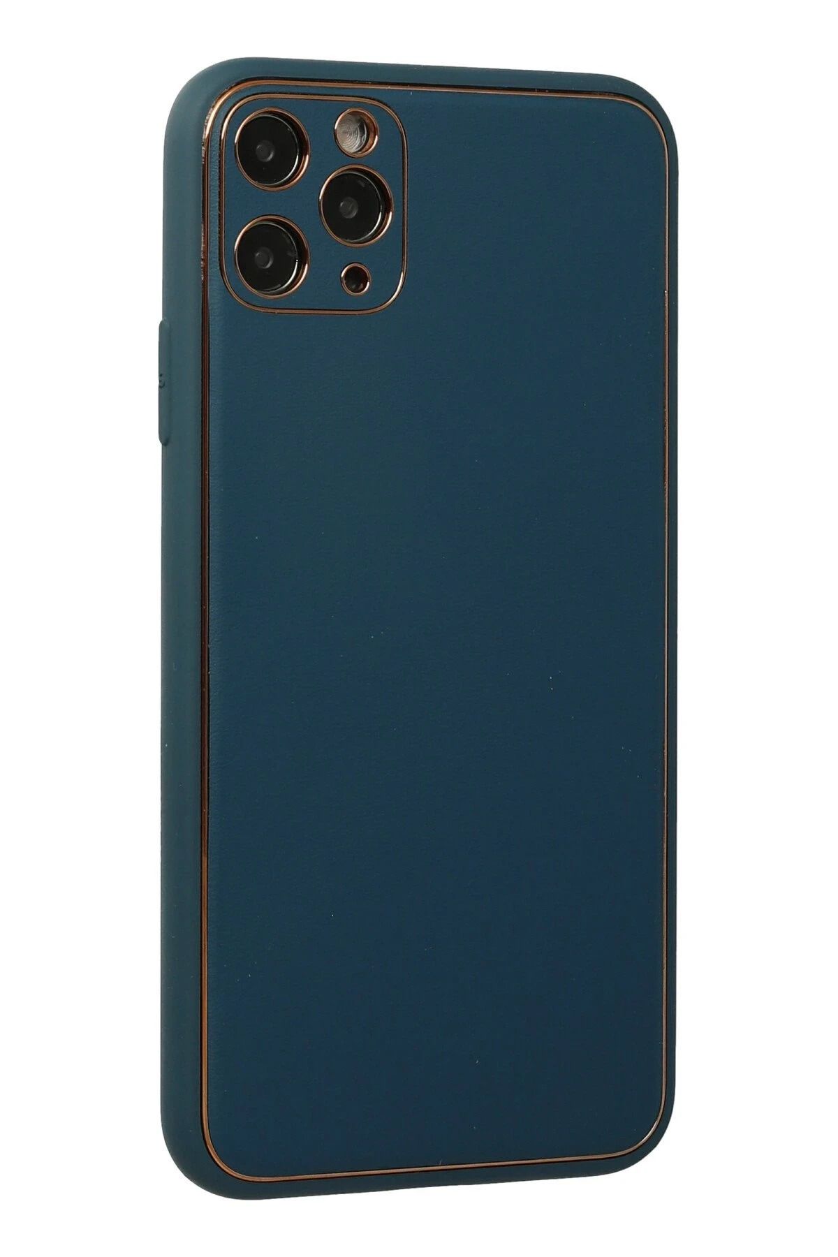 NewFace iPhone 11 Pro Max Kılıf Coco Deri Silikon Kapak - Mavi SVLRS