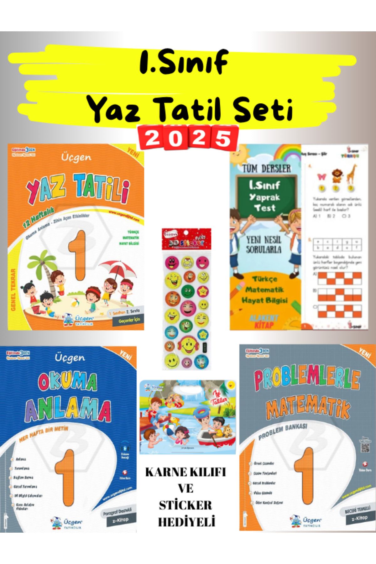 Üçgen Yayıncılık 1. Sınıf Yaz Tatil Seti - 6 Parça 2025 Özel