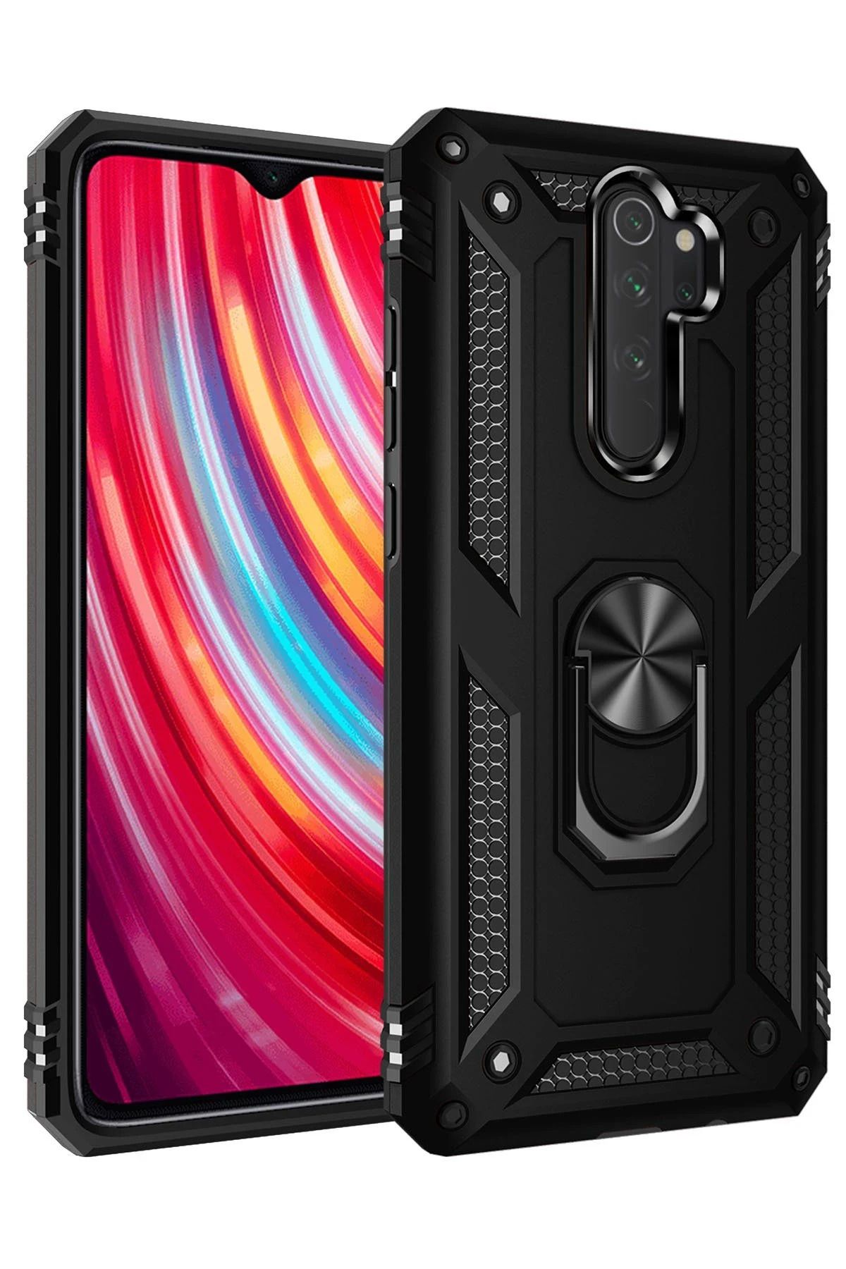 NewFace Xiaomi Redmi Note 8 Pro Kılıf Sofya Yüzüklü Silikon Kapak - Siyah SVLRS