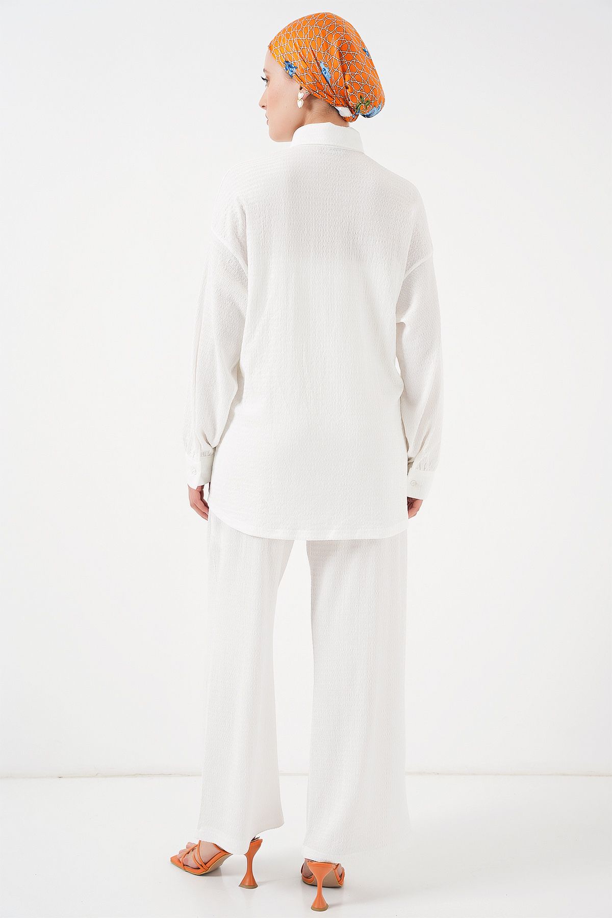Bigdart-Women's Knitted Hijab Bottom Top Set 6711 - White 6