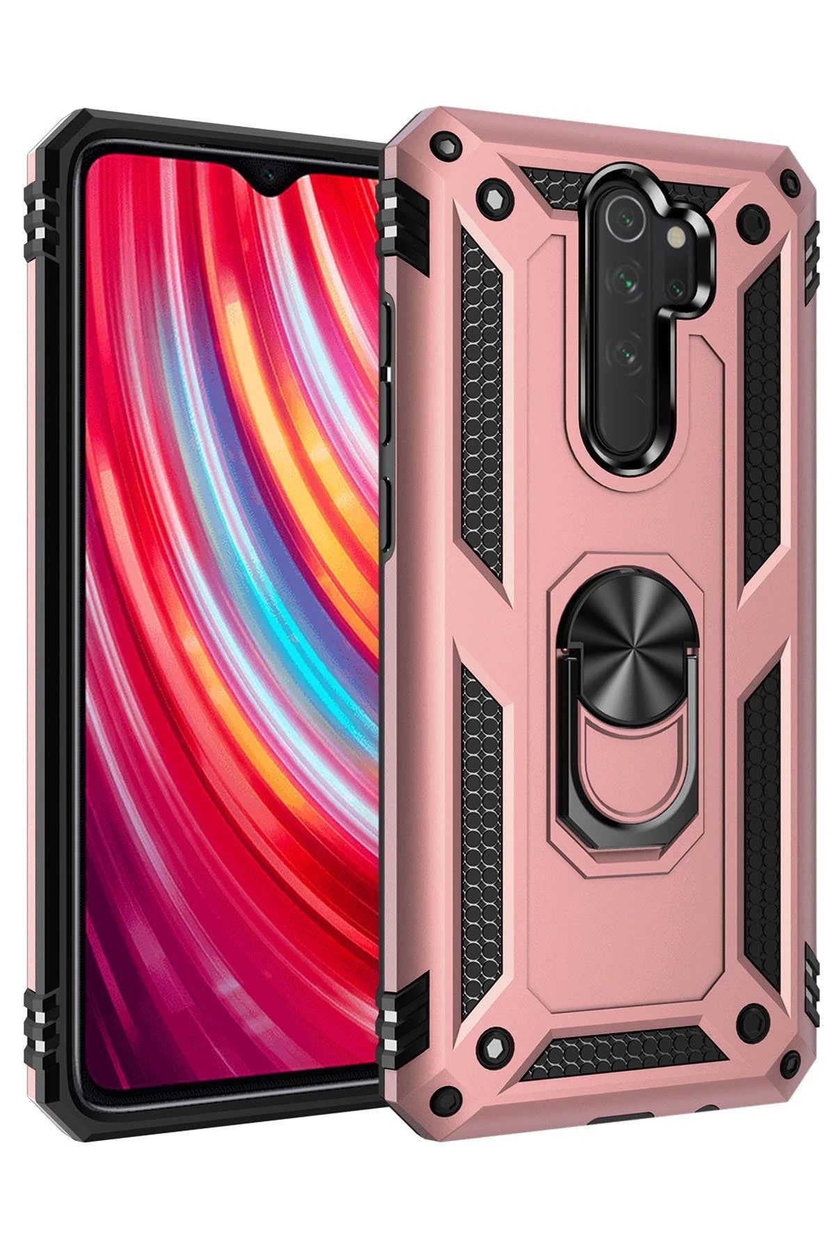 NewFace Xiaomi Redmi Note 8 Pro Kılıf Sofya Yüzüklü Silikon Kapak - Rose WLZOR