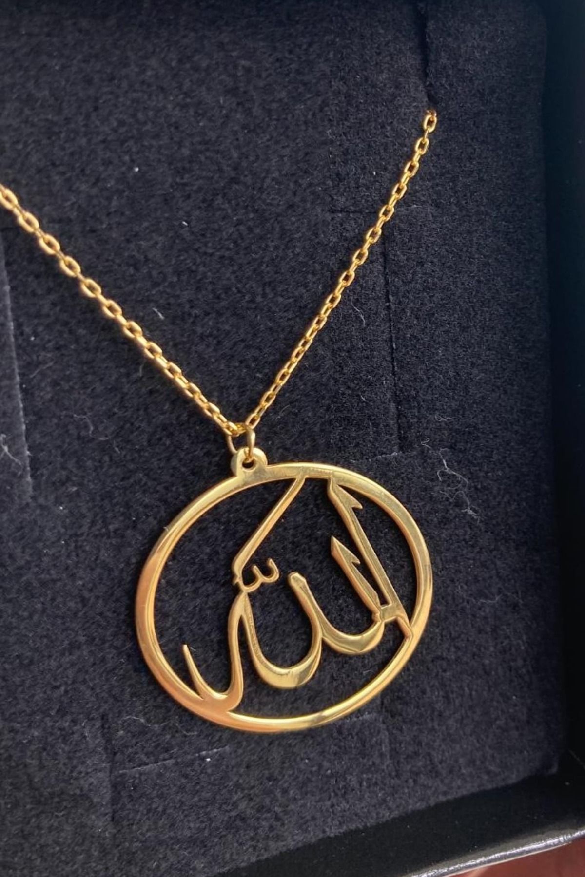 Ziu 925 ayar Allah Gümüş Kolye (Gümüş ve Rose )