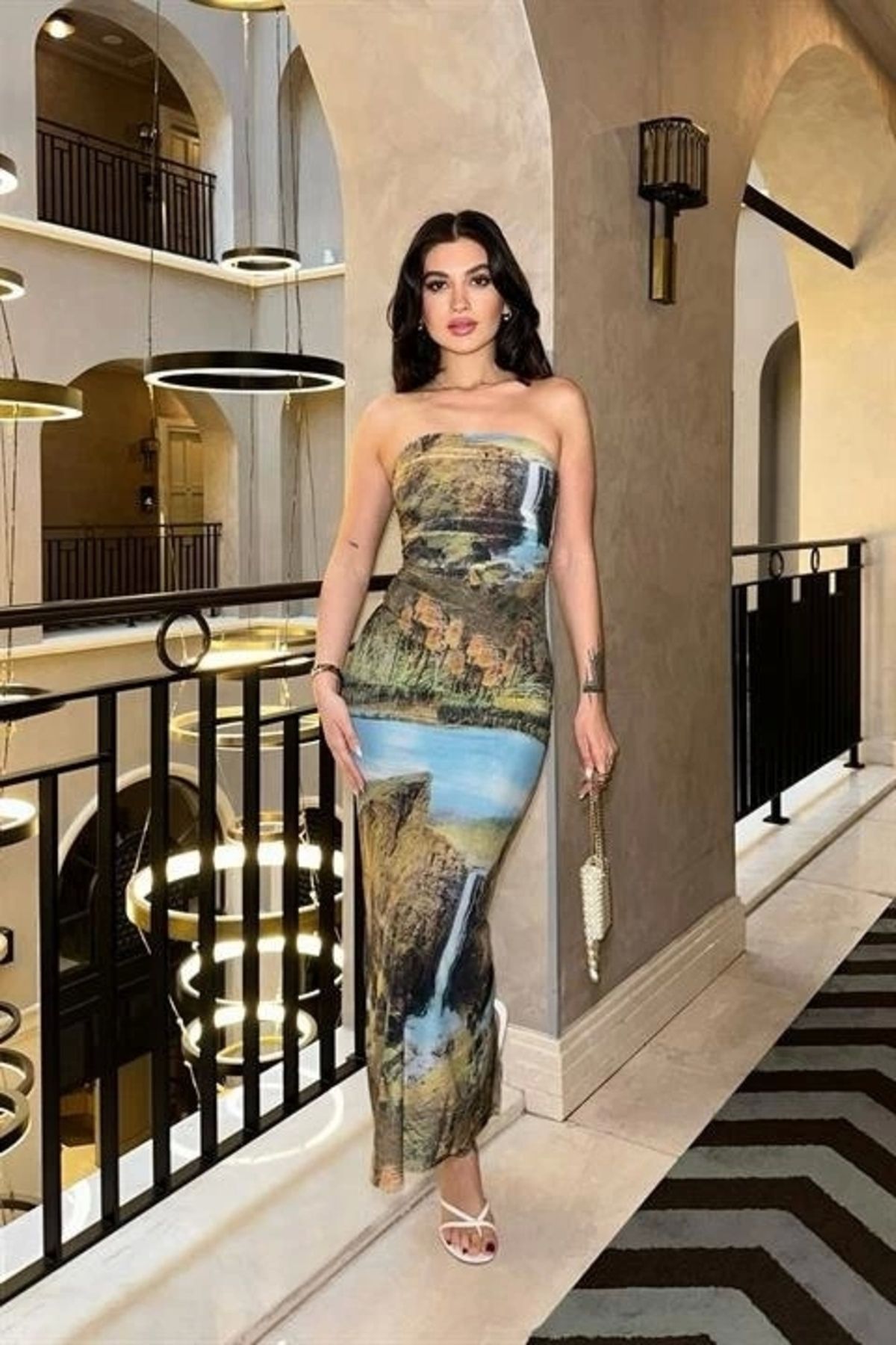 nedo7 Tricia Desenli Straplez Elbise 2525-08