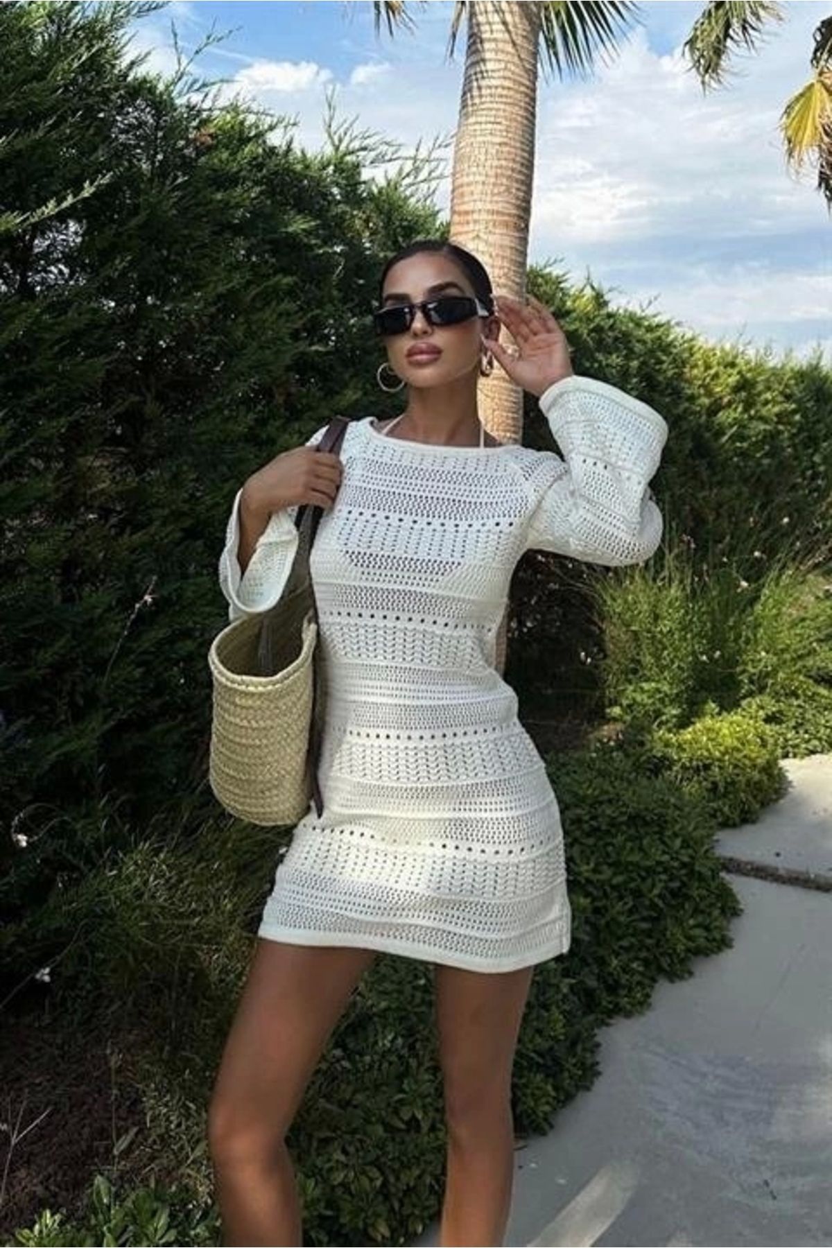 nedo7 Daisy Kroşe Mini Elbise 2560-01