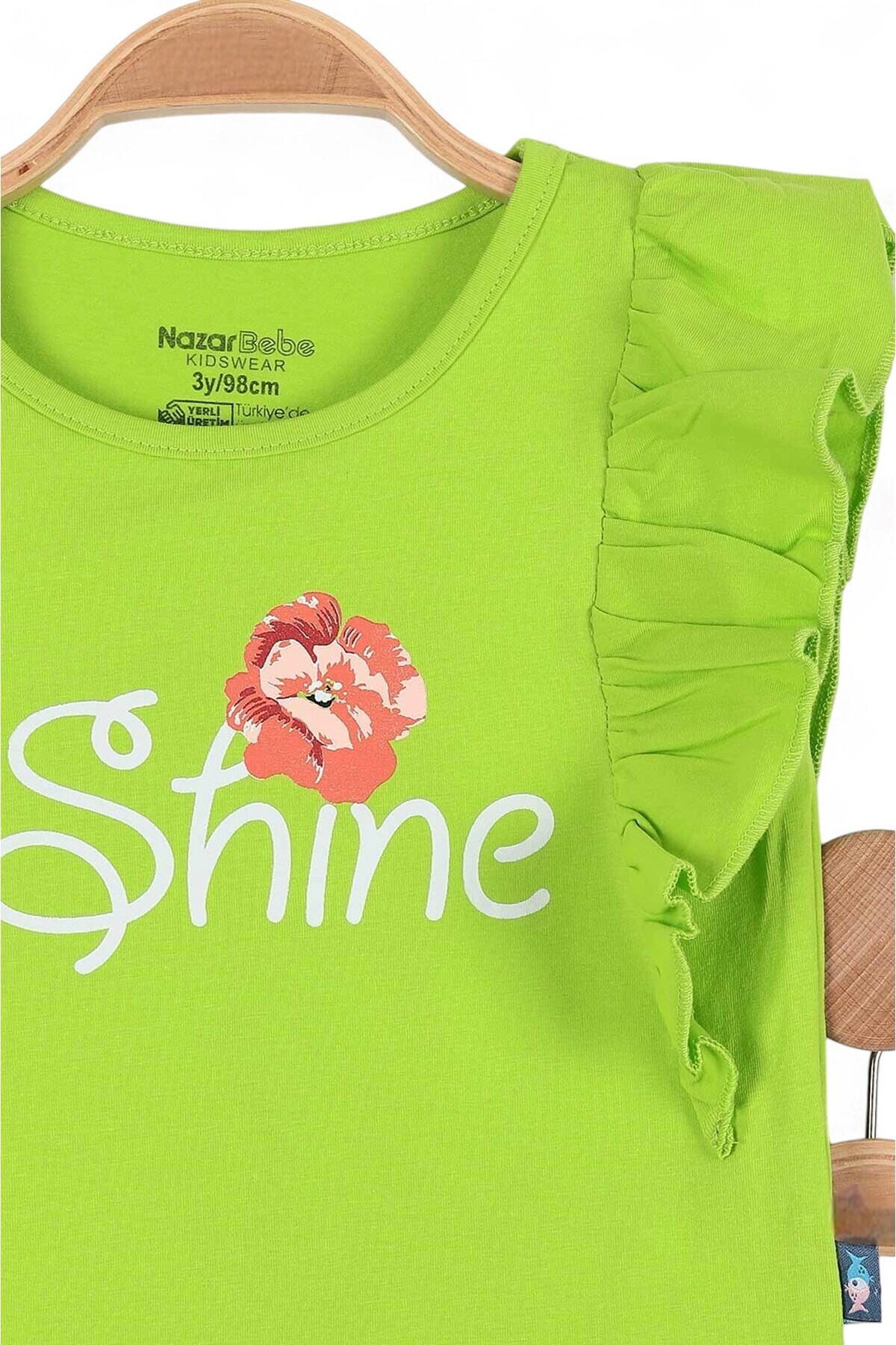 Ege Bebek-Girl 3-4-5 Years Old Flower Printed Tirel Shorts Summer Bottom Top Set 2