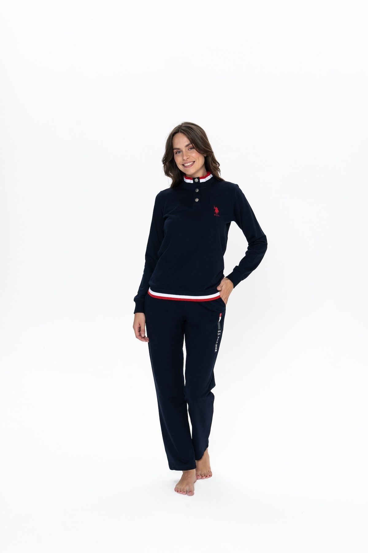 U.S. Polo Assn. U.S. Polo Assn. Kadın Lacivert Çeyizlik Yarım Patlı Pijama Takımı - ARASS20W11W2W